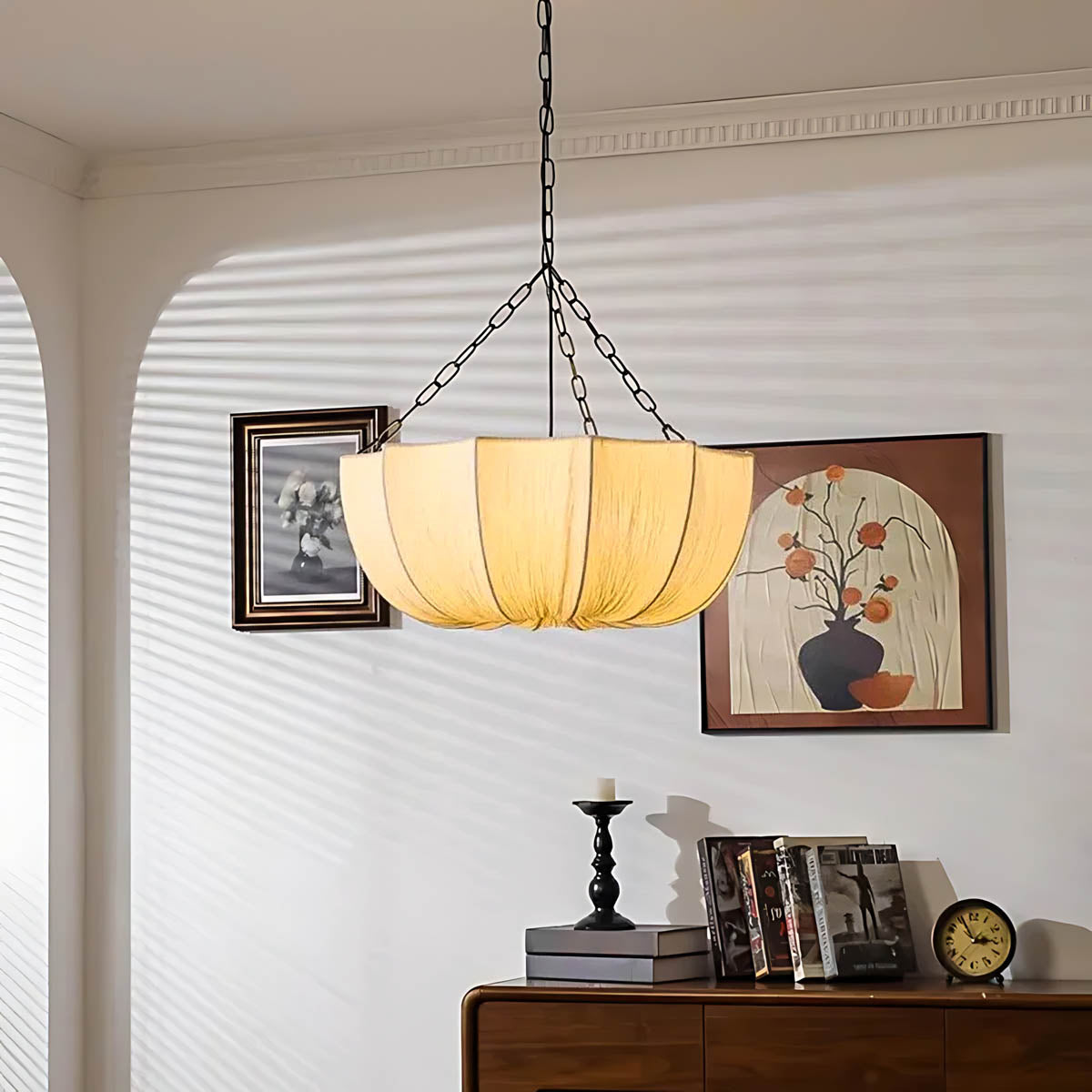 Briarwood Curve Iron Pleated Chandelier — gallery image 7