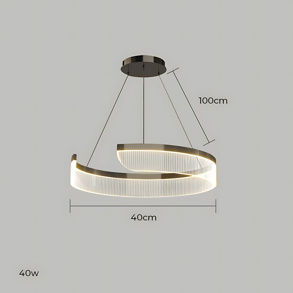 Chestnut Curve Aluminum Spiral Chandelier — gallery image 16