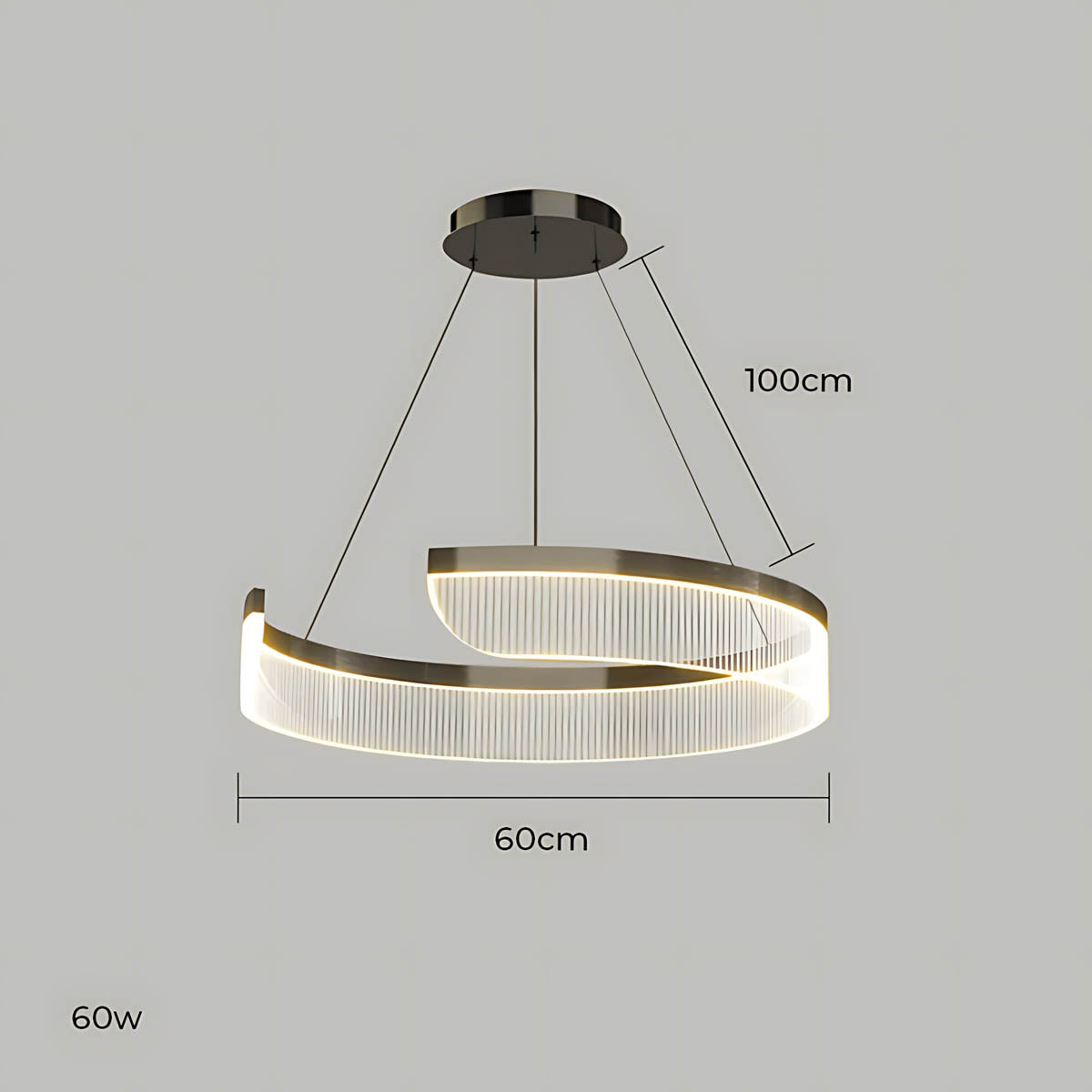 Chestnut Curve Aluminum Spiral Chandelier — gallery image 17