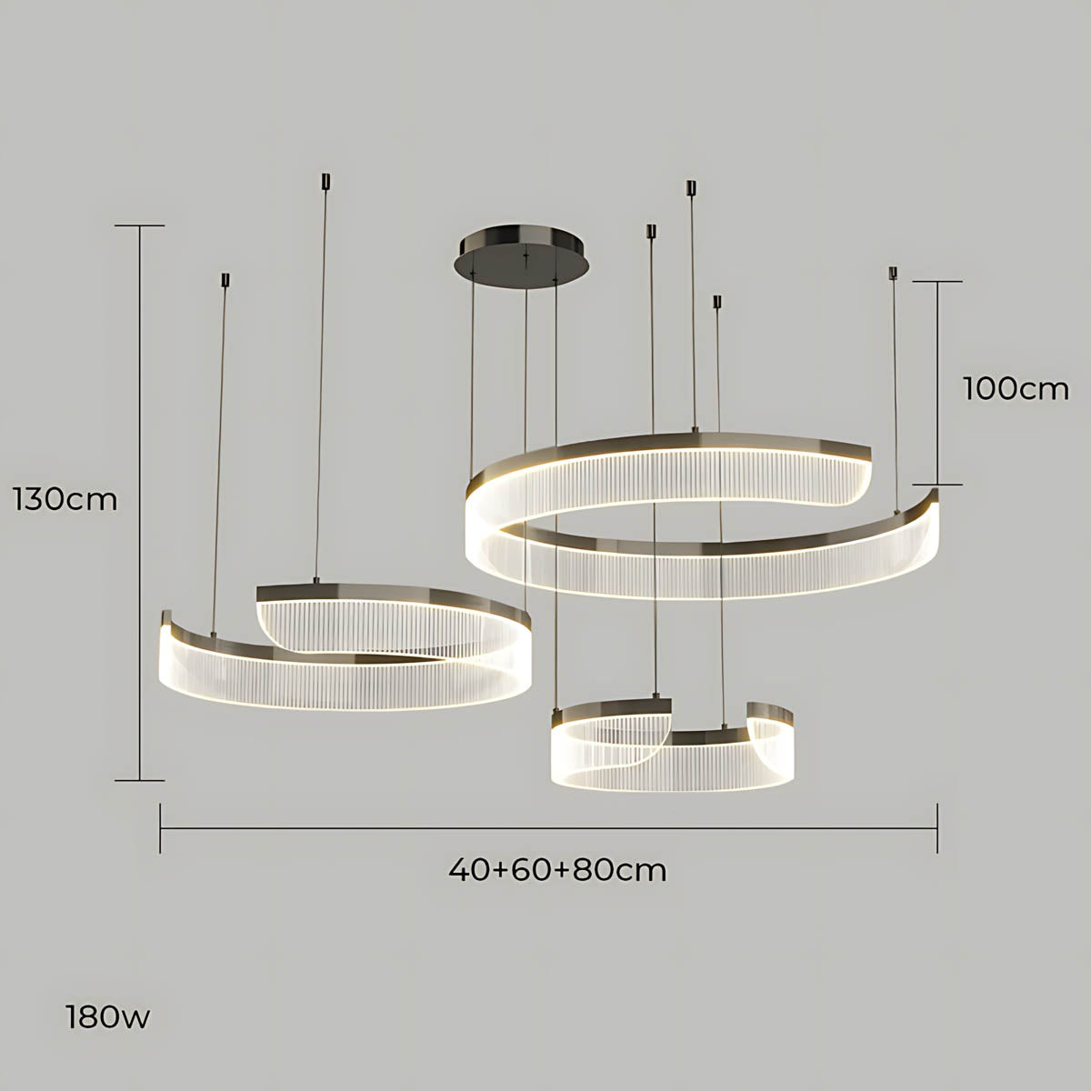 Chestnut Curve Aluminum Spiral Chandelier — gallery image 21