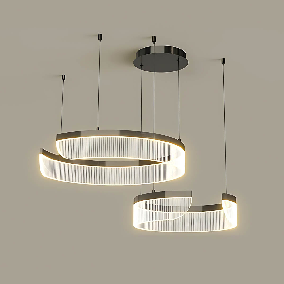Chestnut Curve Aluminum Spiral Chandelier — gallery image 13