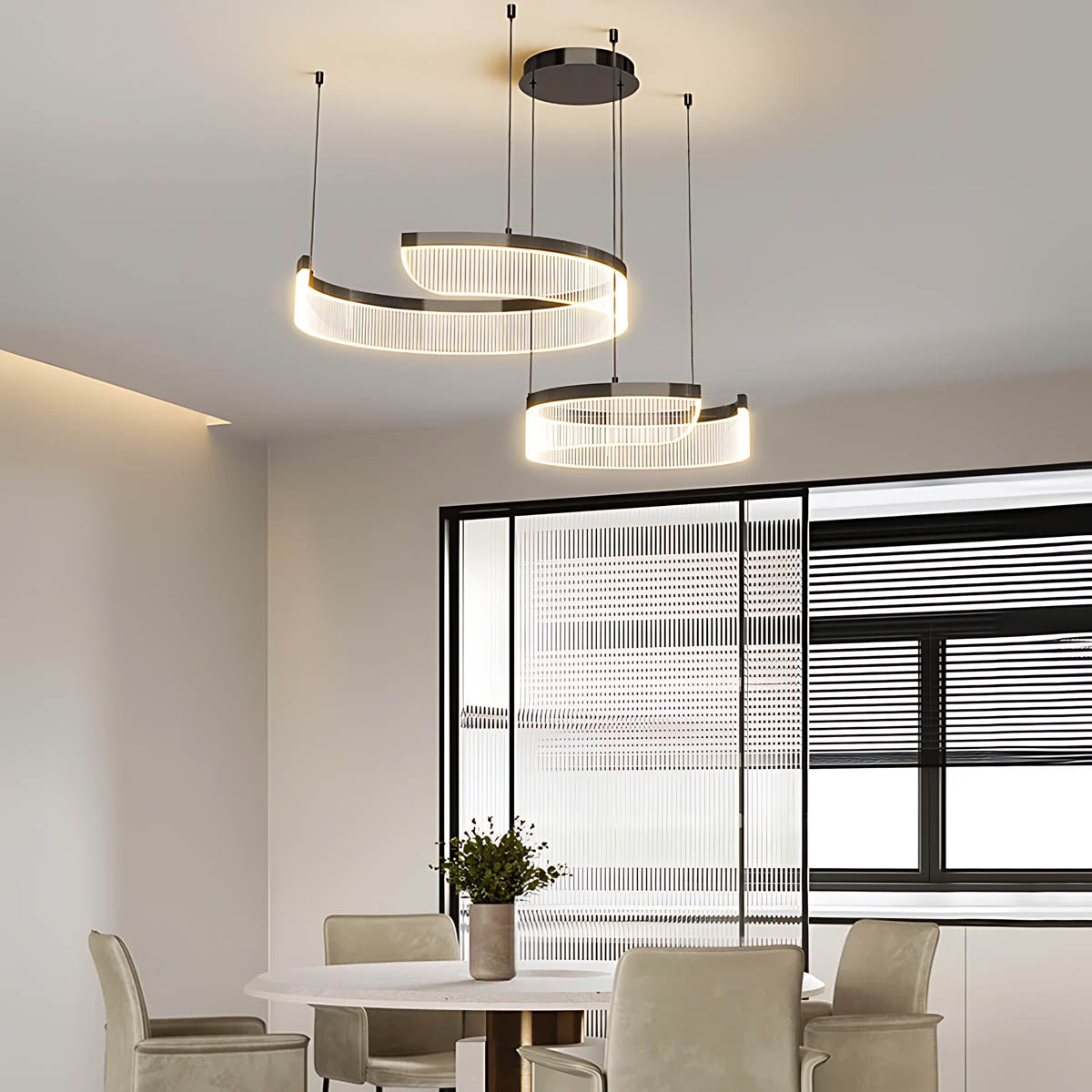 Chestnut Curve Aluminum Spiral Chandelier — gallery image 6
