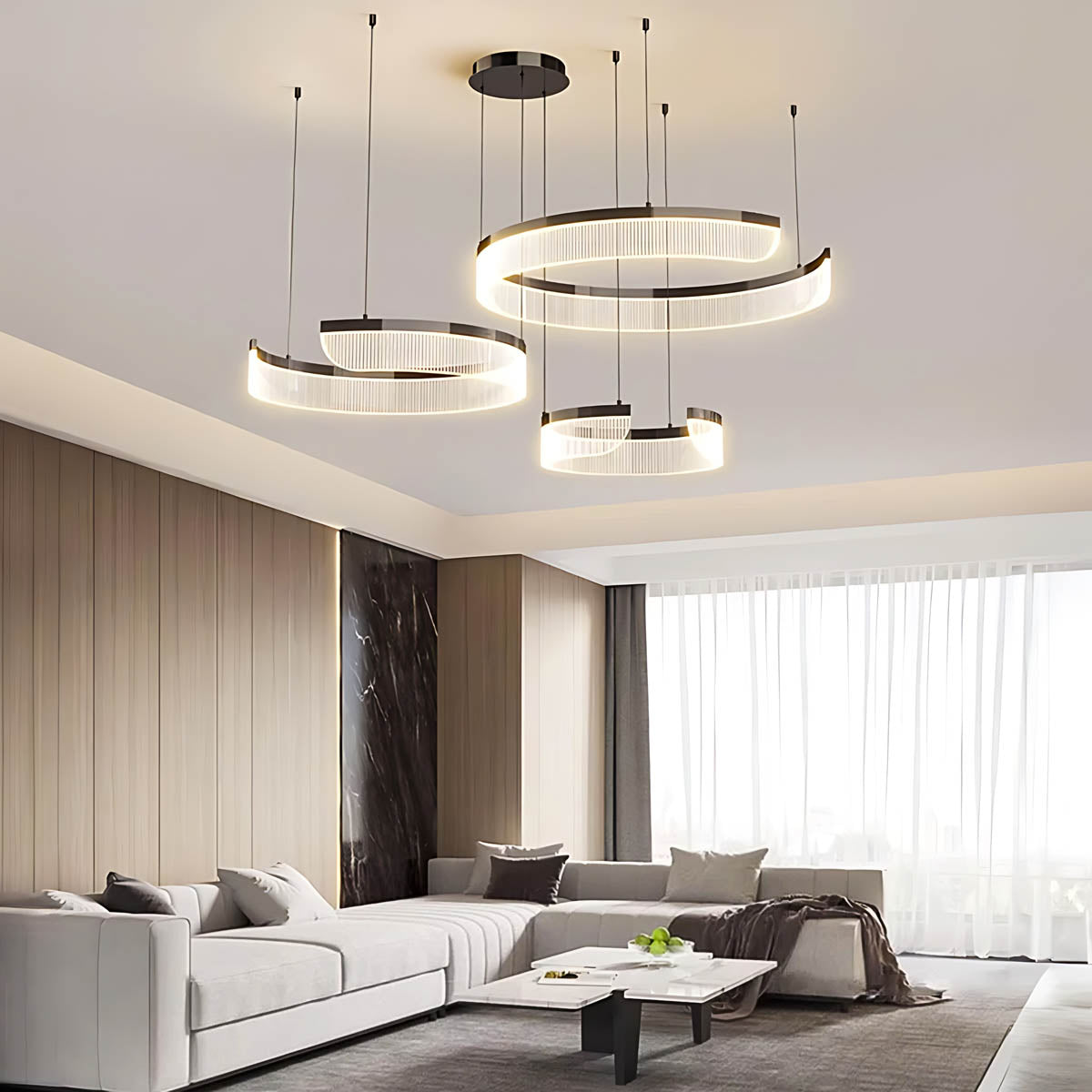 Chestnut Curve Aluminum Spiral Chandelier — gallery image 8