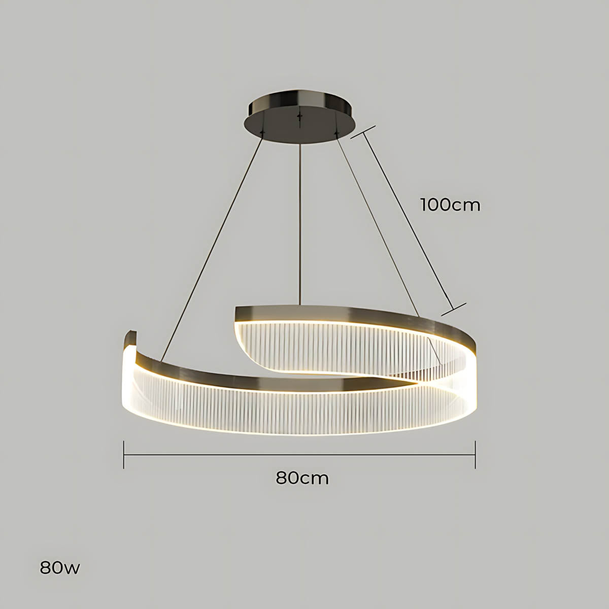 Chestnut Curve Aluminum Spiral Chandelier — gallery image 18