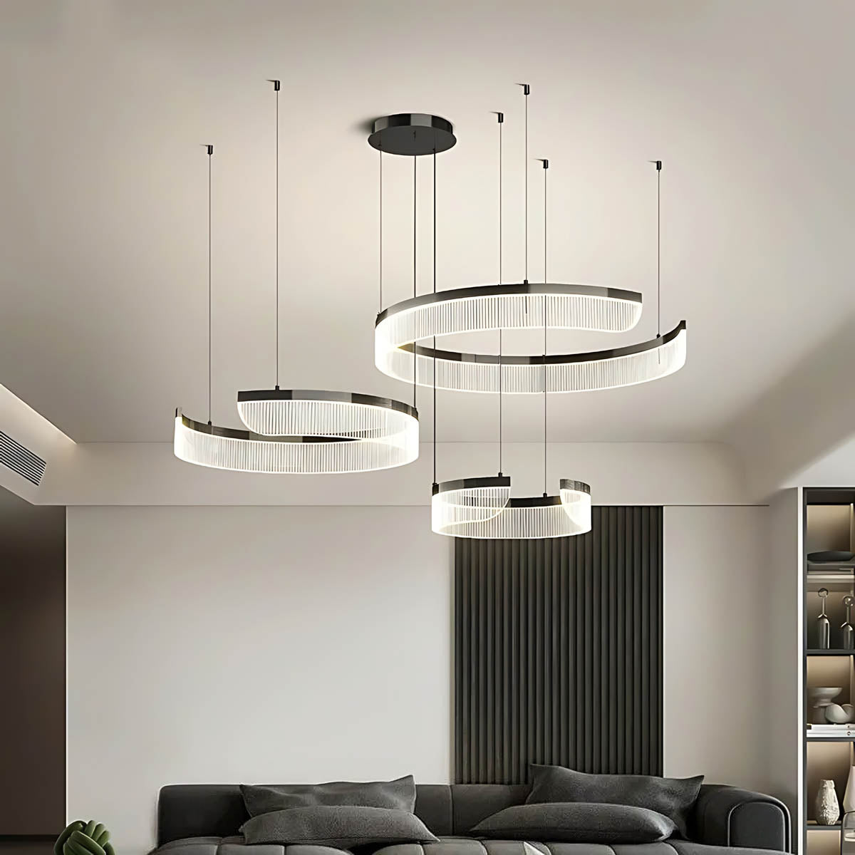 Chestnut Curve Aluminum Spiral Chandelier — gallery image 2