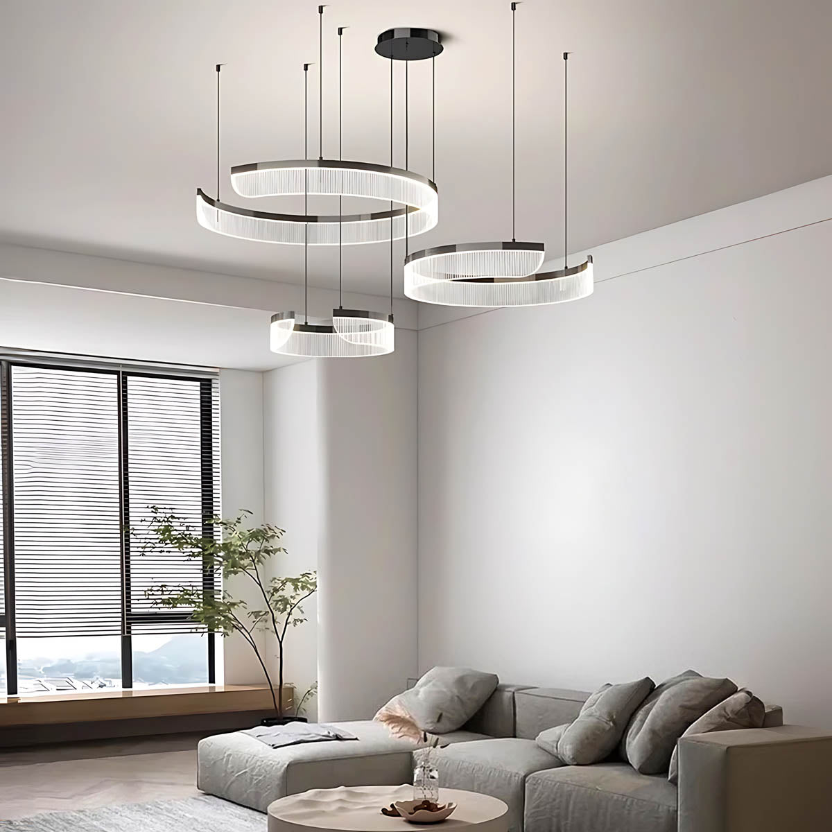 Chestnut Curve Aluminum Spiral Chandelier — gallery image 5
