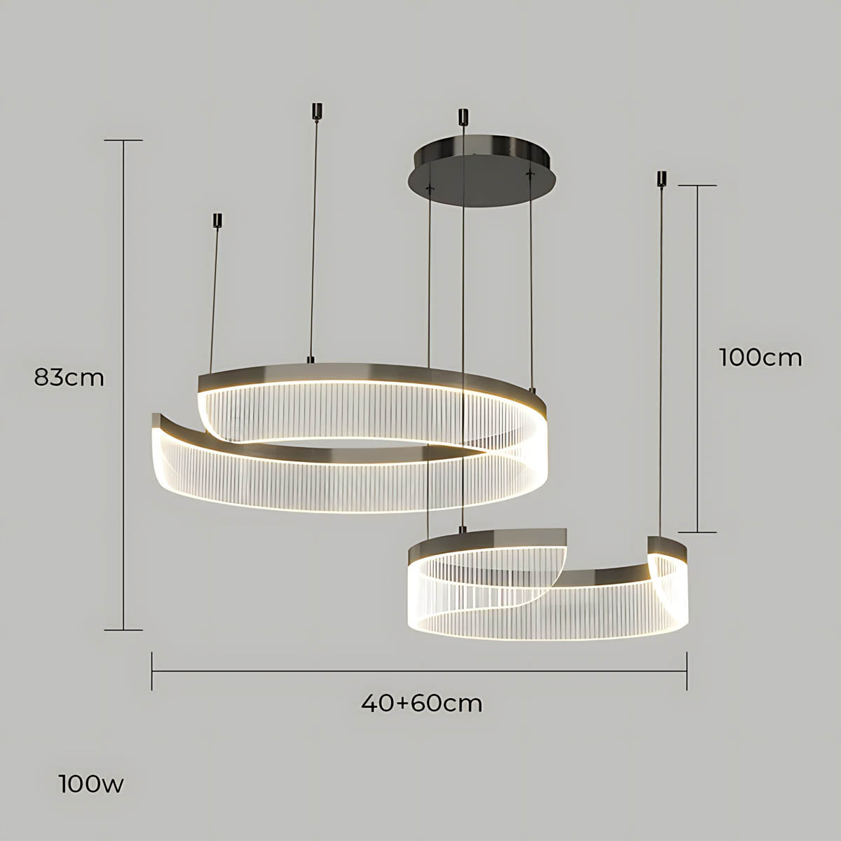 Chestnut Curve Aluminum Spiral Chandelier — gallery image 19