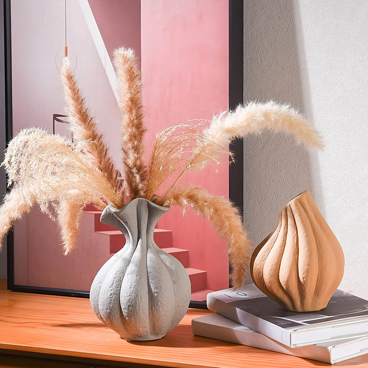 Oakley Curve Ceramic Fluted Vase — gallery image 5