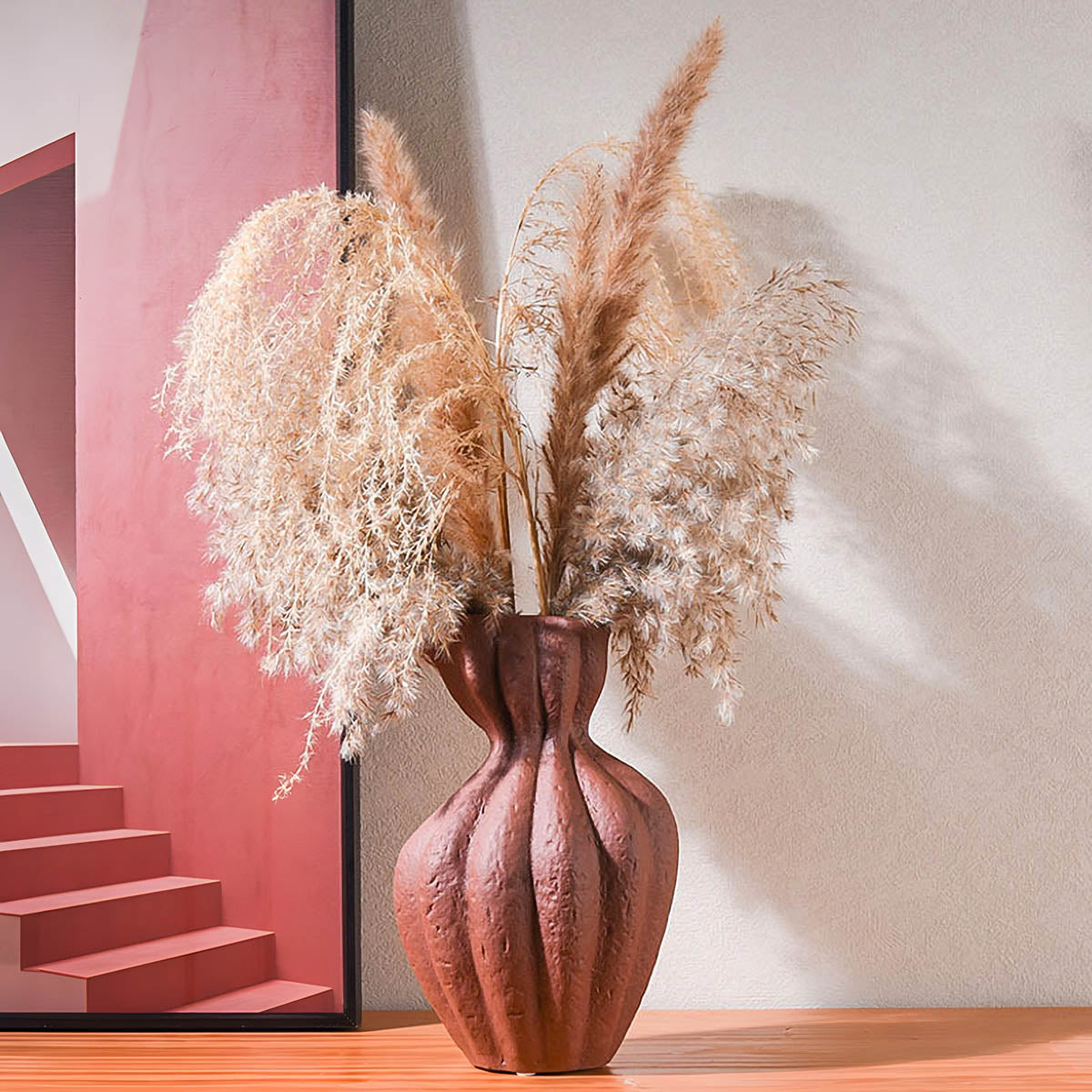 Oakley Curve Ceramic Fluted Vase — gallery image 4