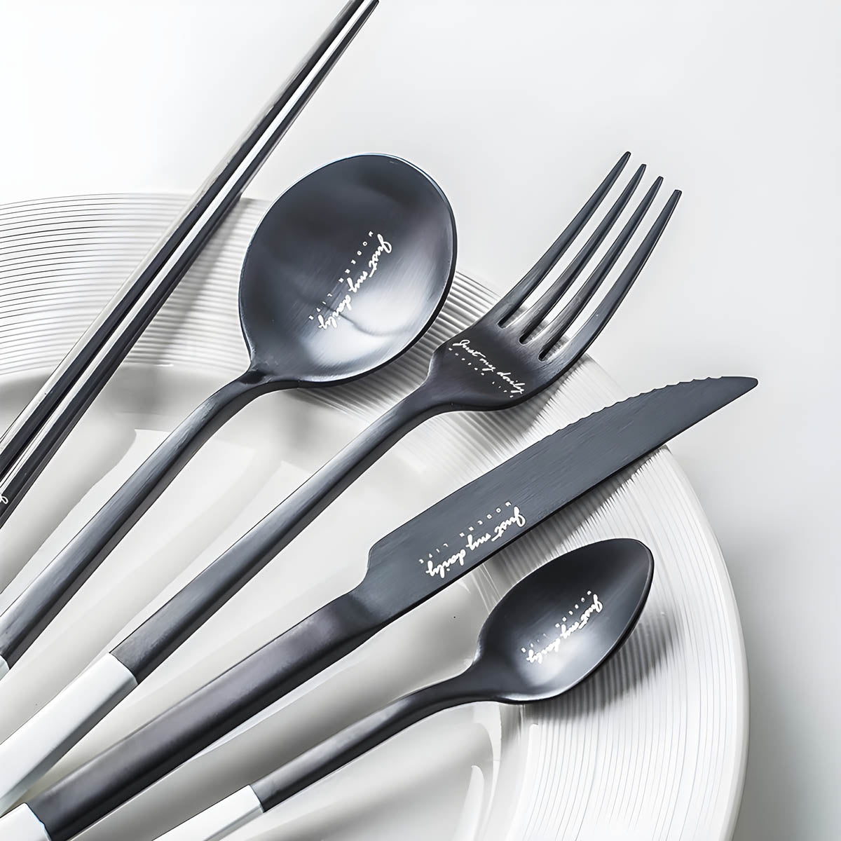Larchwood Curve Stainless Steel Flatware Set — gallery image 4