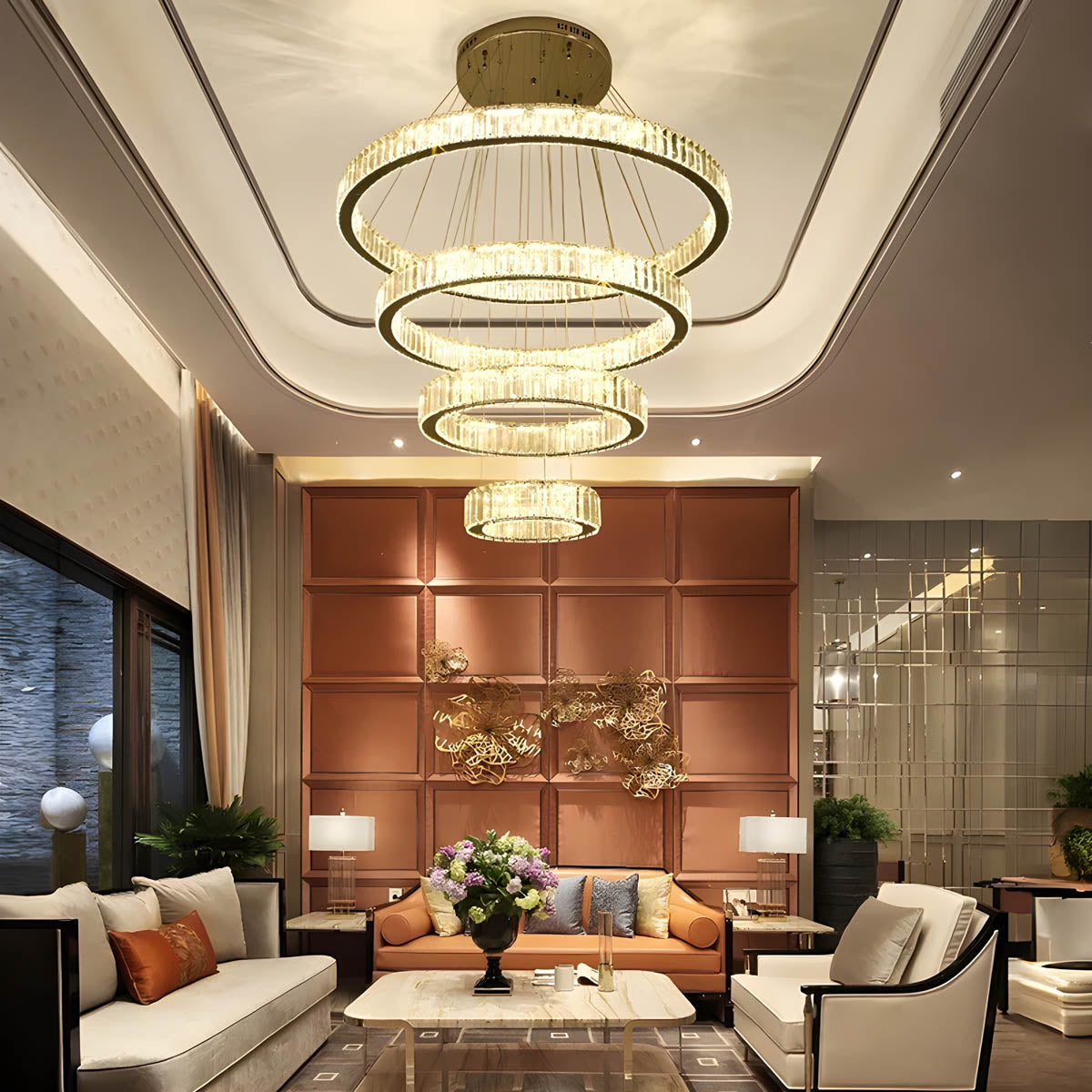 Rosewood Axis Crystal Spiral Chandelier — gallery image 3