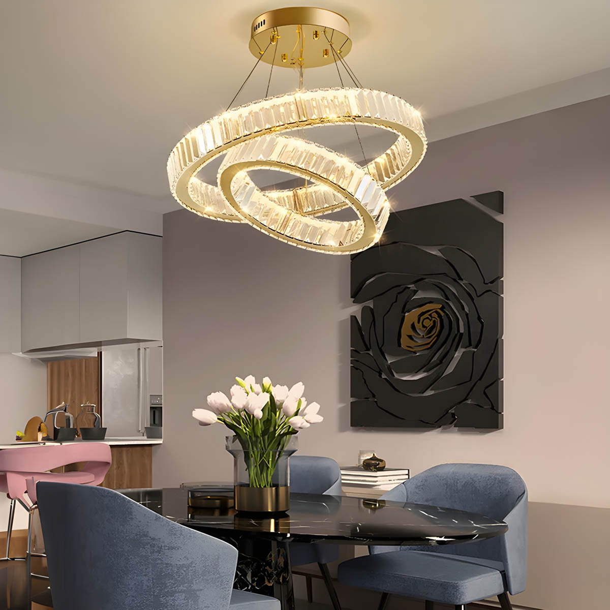 Rosewood Axis Crystal Spiral Chandelier — gallery image 4