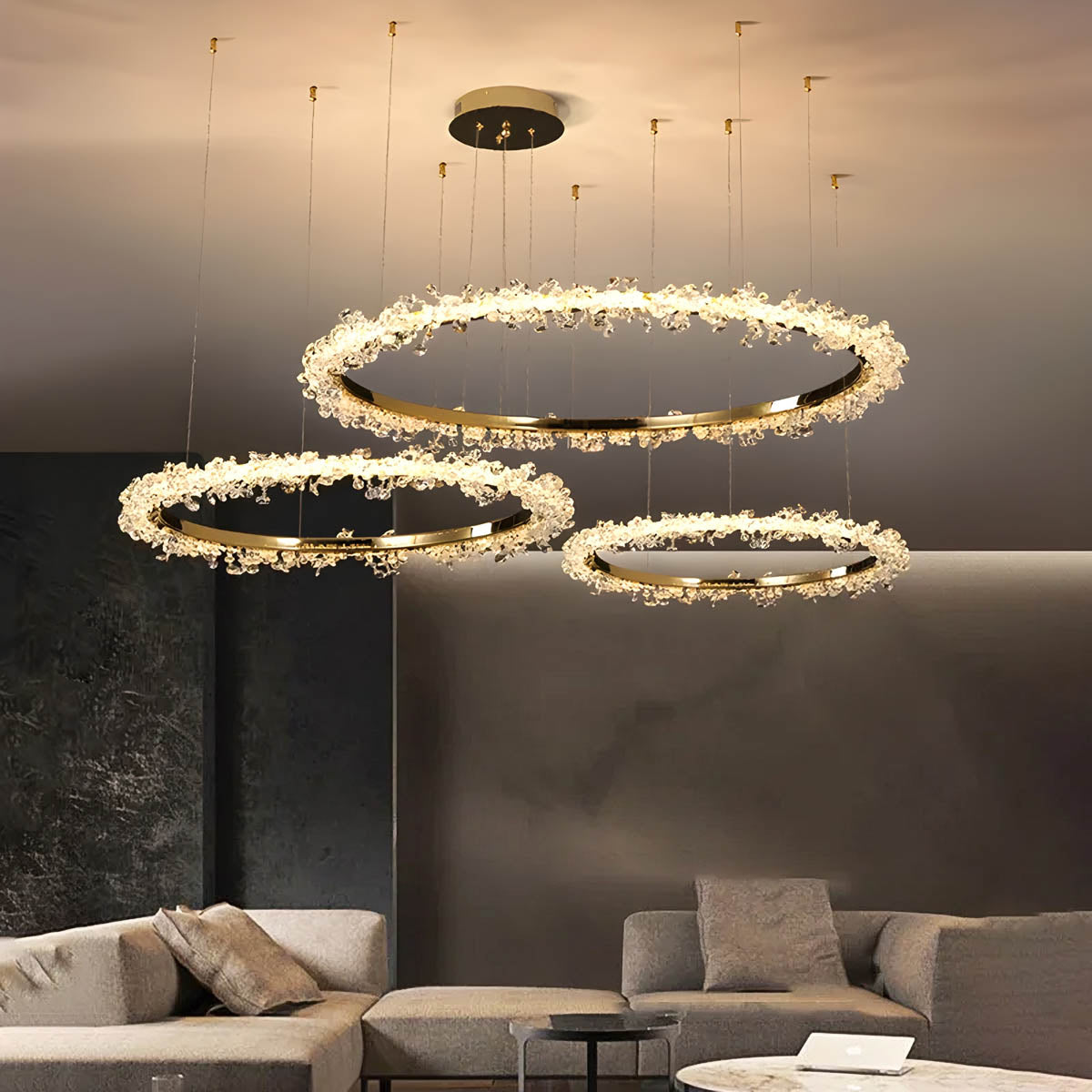 Acorn Axis Crystal Spiral Chandelier — gallery image 9