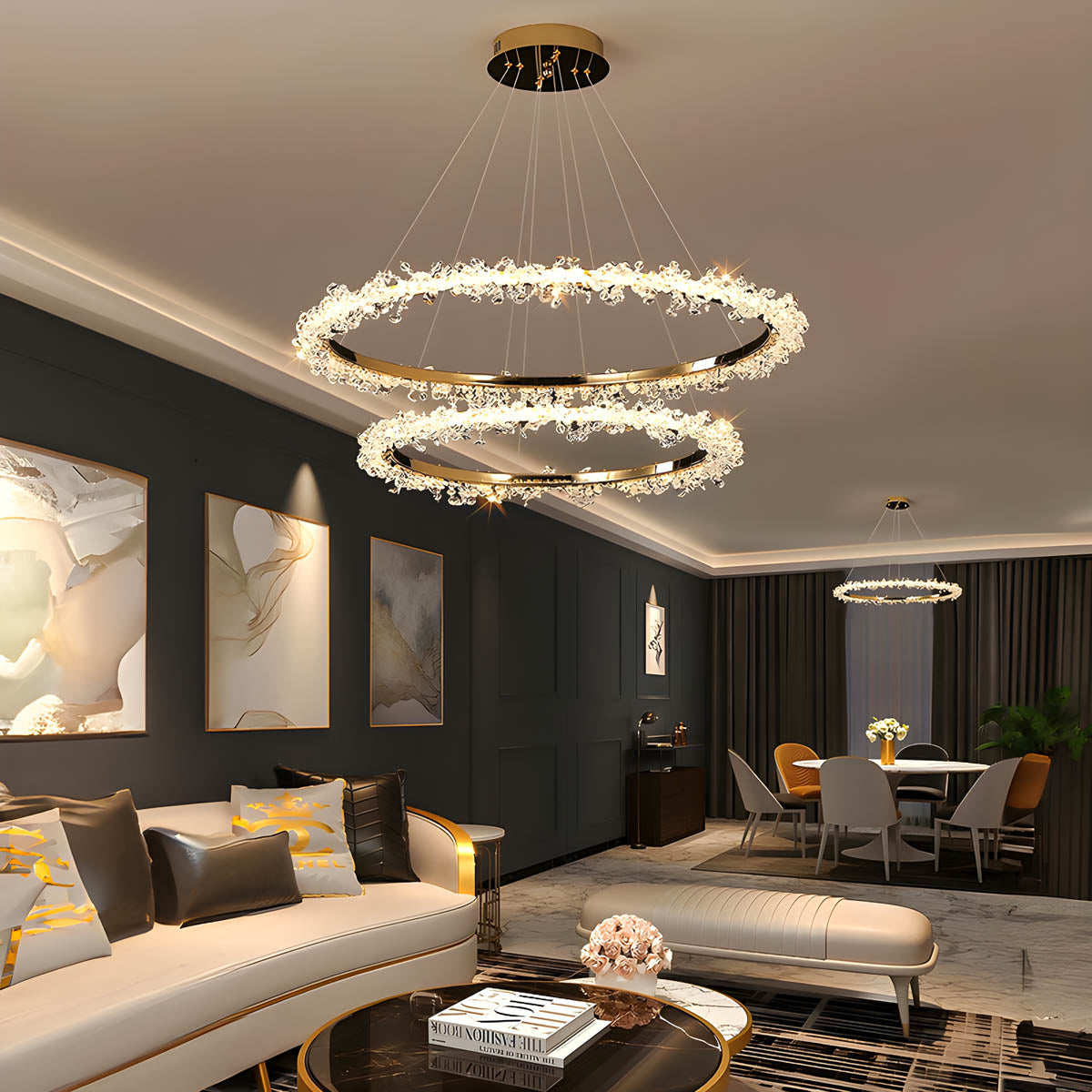 Acorn Axis Crystal Spiral Chandelier — gallery image 4