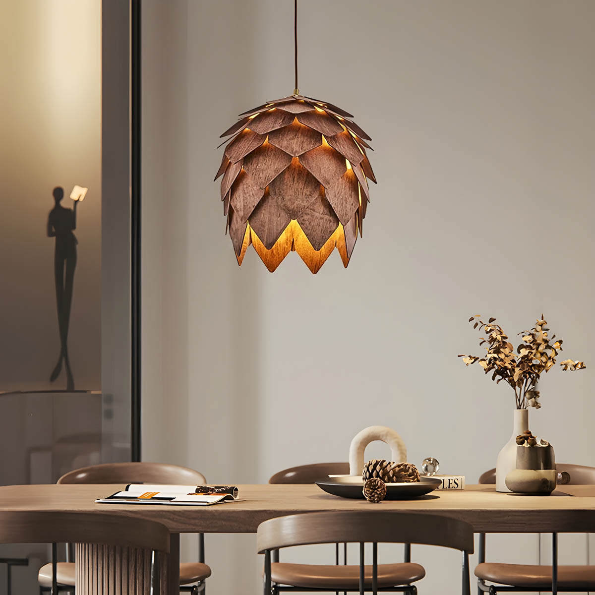 Juniper Loop Wood Petal Pendant Light — gallery image 3