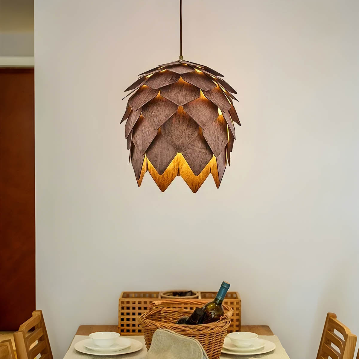 Juniper Loop Wood Petal Pendant Light — gallery image 5