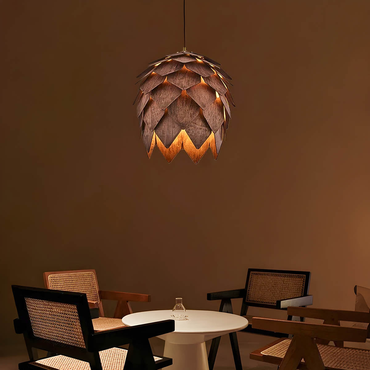 Juniper Loop Wood Petal Pendant Light — gallery image 6