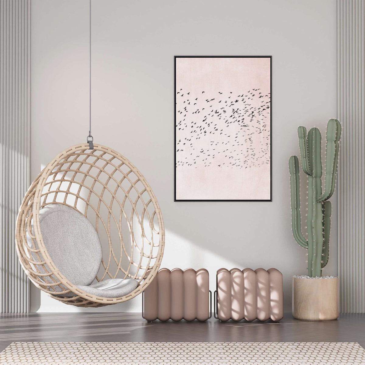 Rosewood Curve Bird Canvas Wall Art — gallery image 5