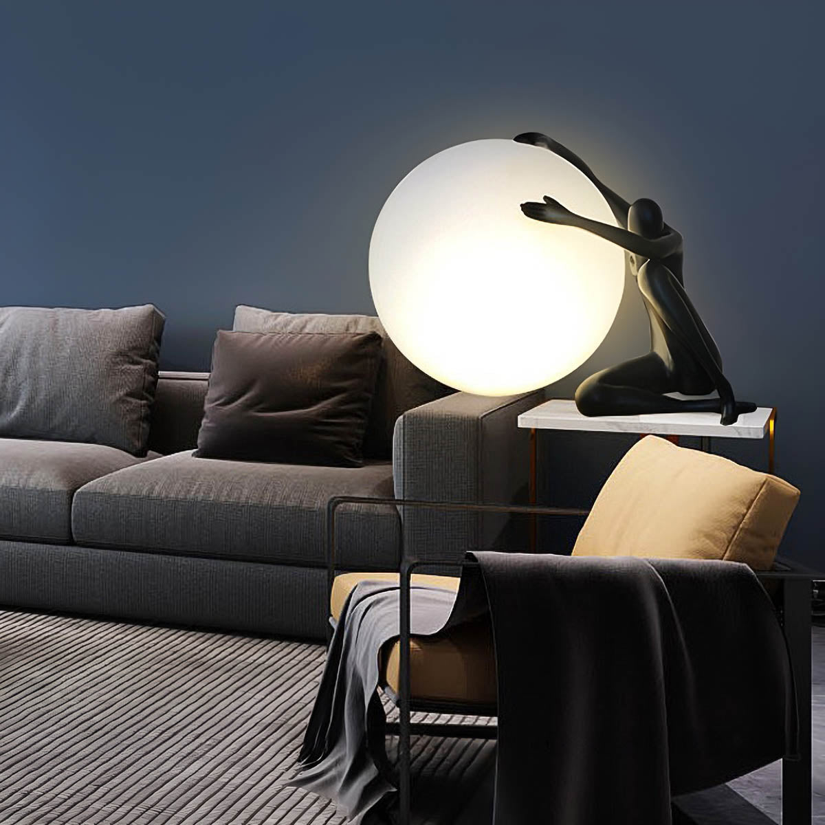Brookfield Loop Resin Globe Table & Floor Lamp — gallery image 6