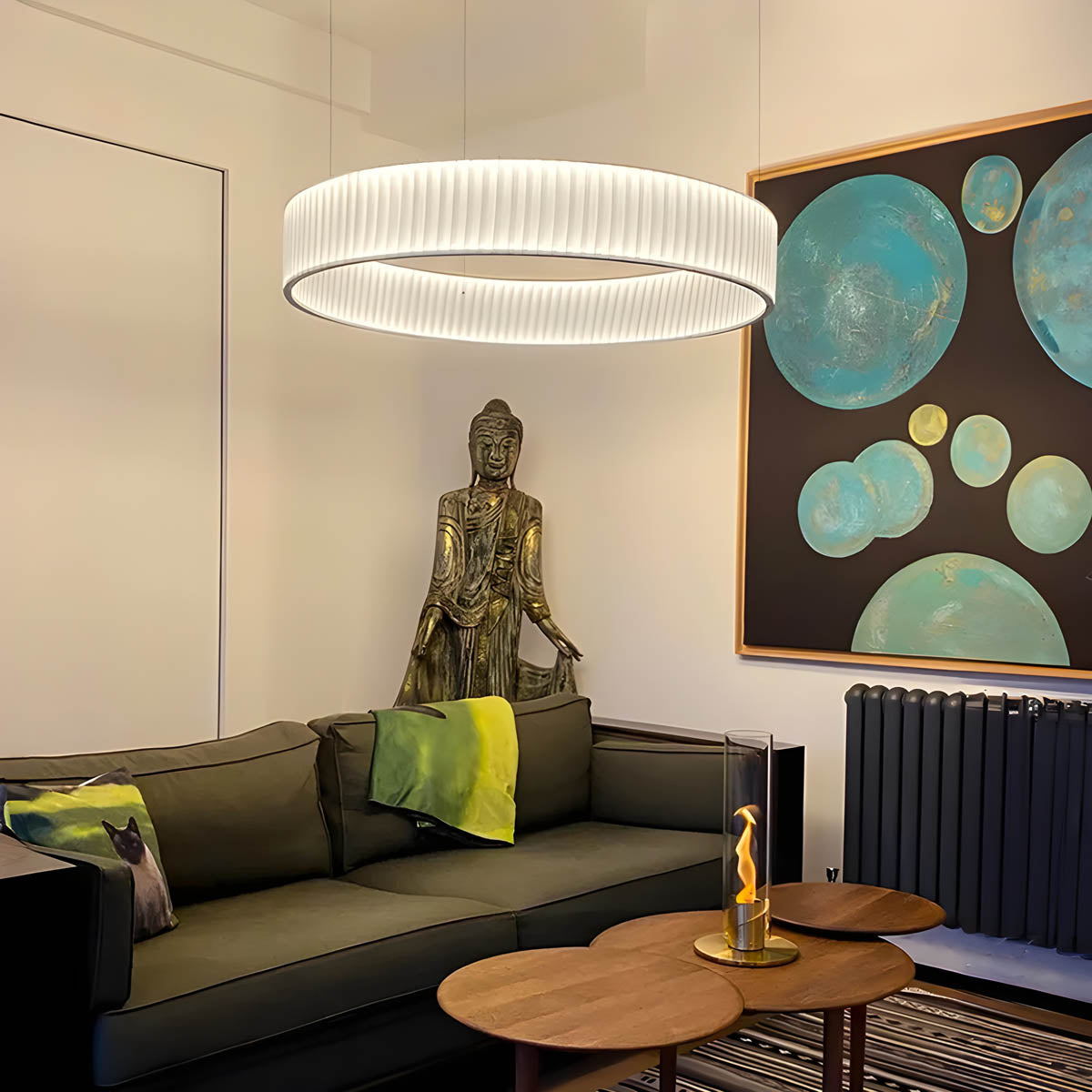 Oakmere Loop Iron Pleated Pendant Light — gallery image 2