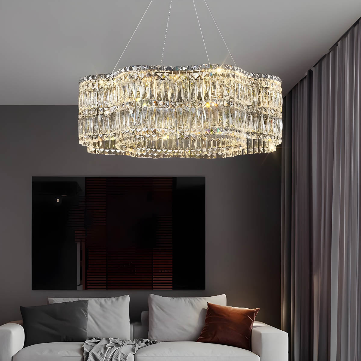 Acorn Loop Crystal Linear Chandelier — gallery image 2