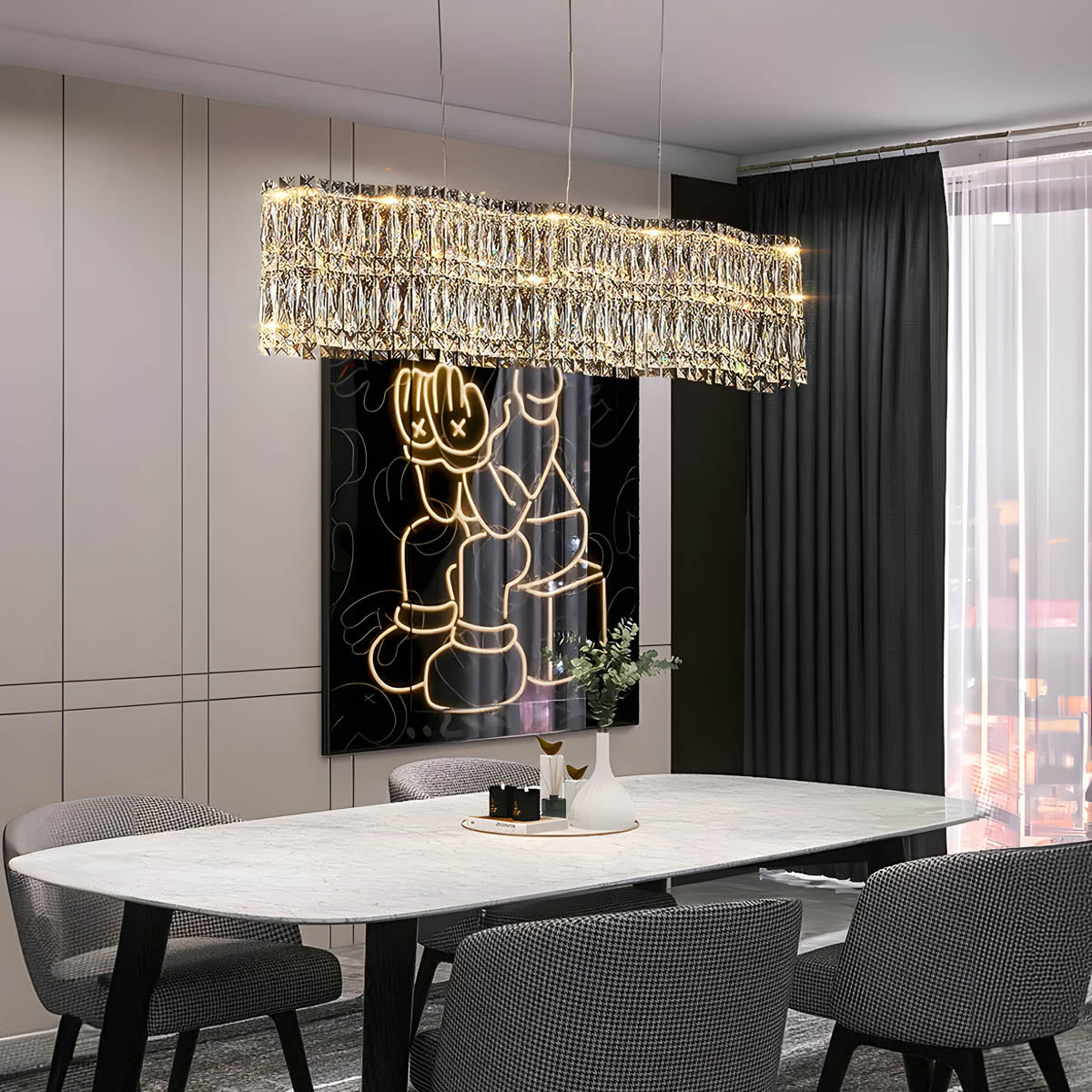 Acorn Loop Crystal Linear Chandelier — gallery image 4