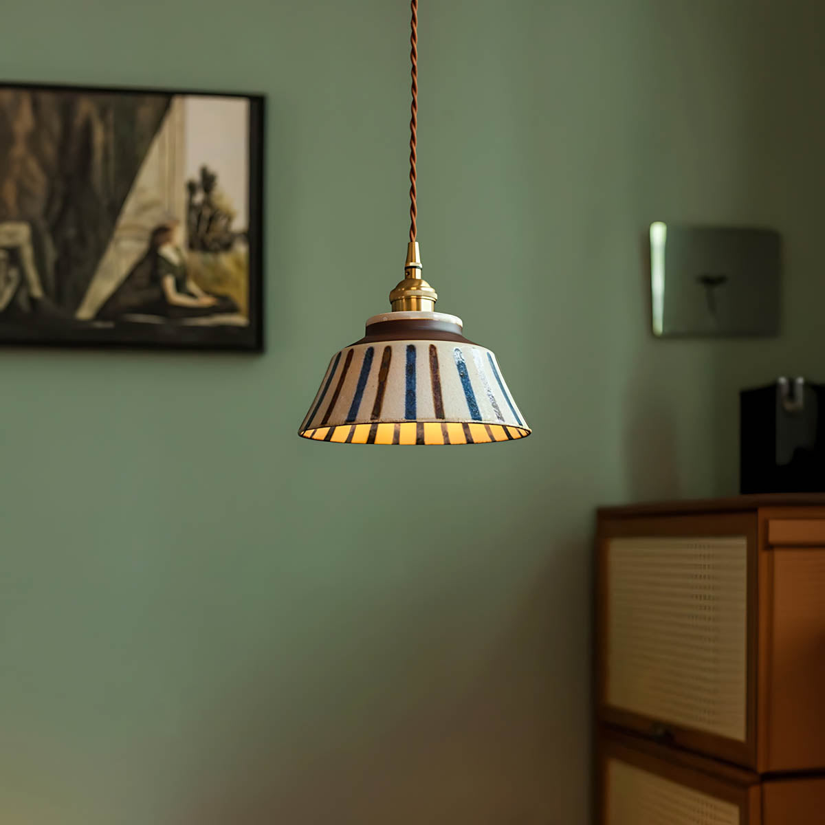 Woodford Loop Ceramic Linear Pendant Light — gallery image 3