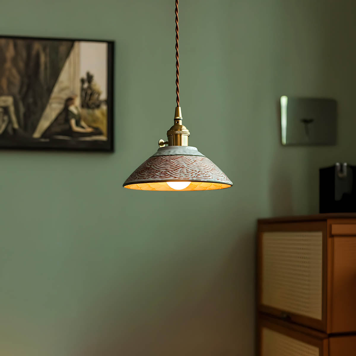 Woodford Loop Ceramic Linear Pendant Light — gallery image 7