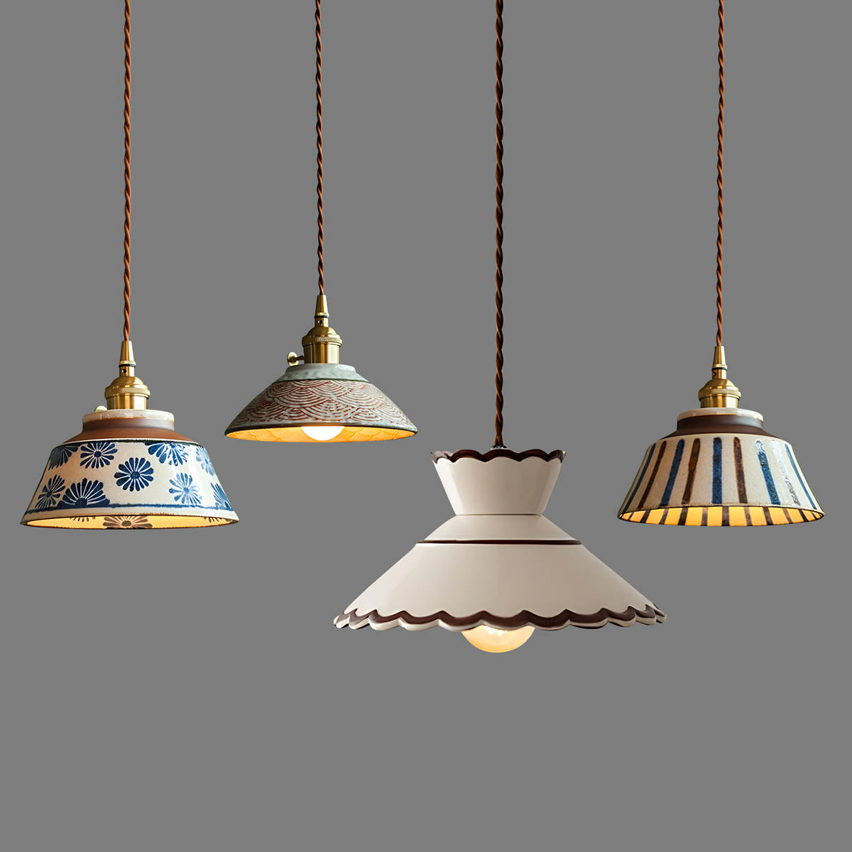 Woodford Loop Ceramic Linear Pendant Light — gallery image 10