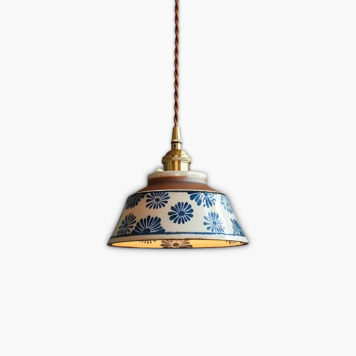 Woodford Loop Ceramic Linear Pendant Light — gallery image 1