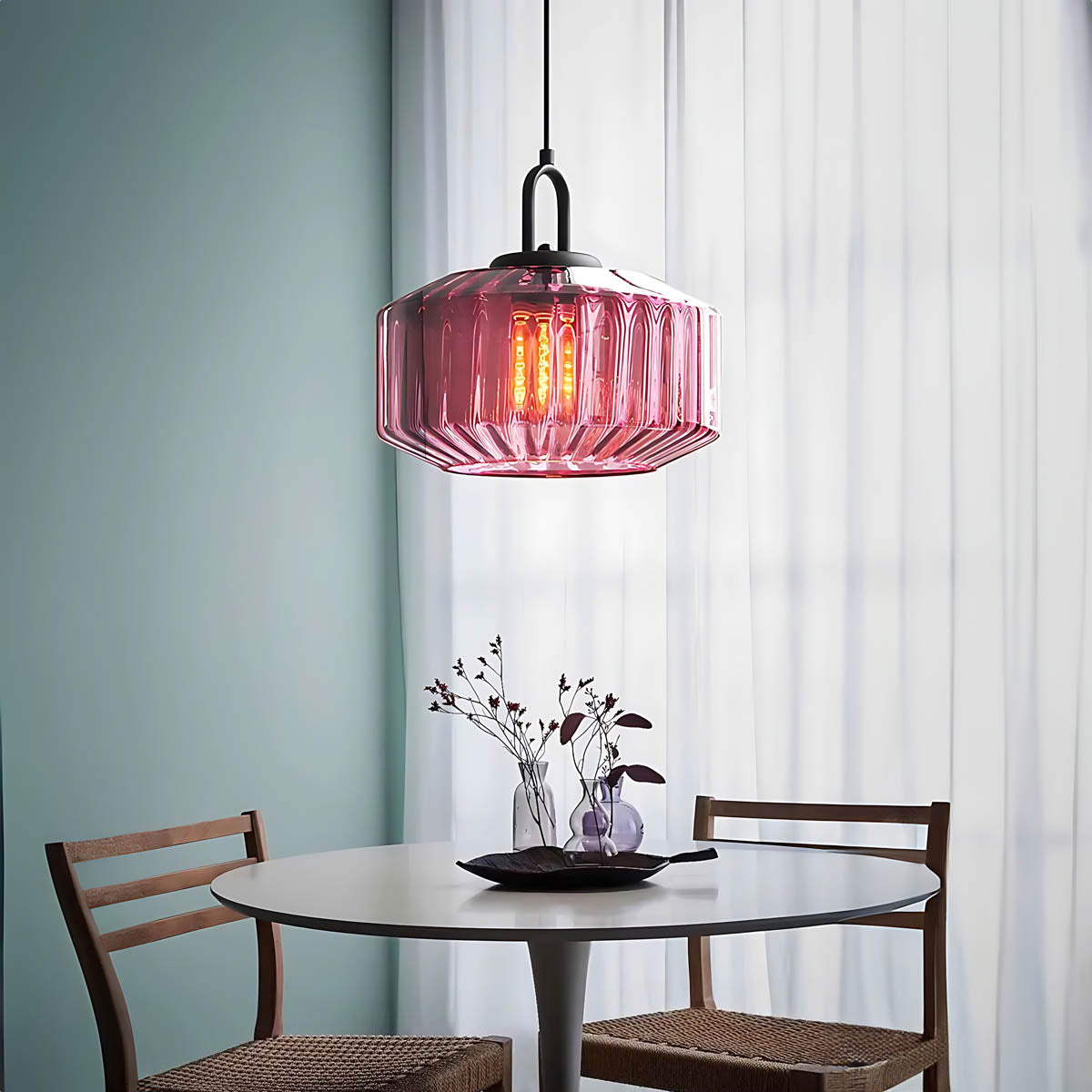 Alder Frame Glass Fluted Chandelier — gallery image 7