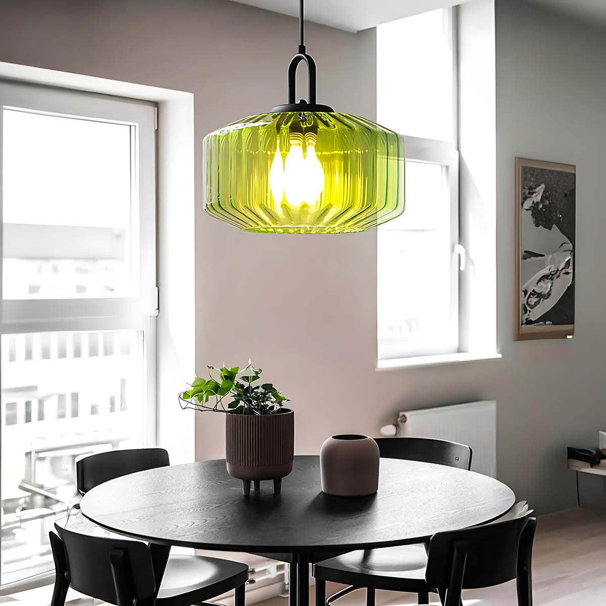 Alder Frame Glass Fluted Chandelier — gallery image 6