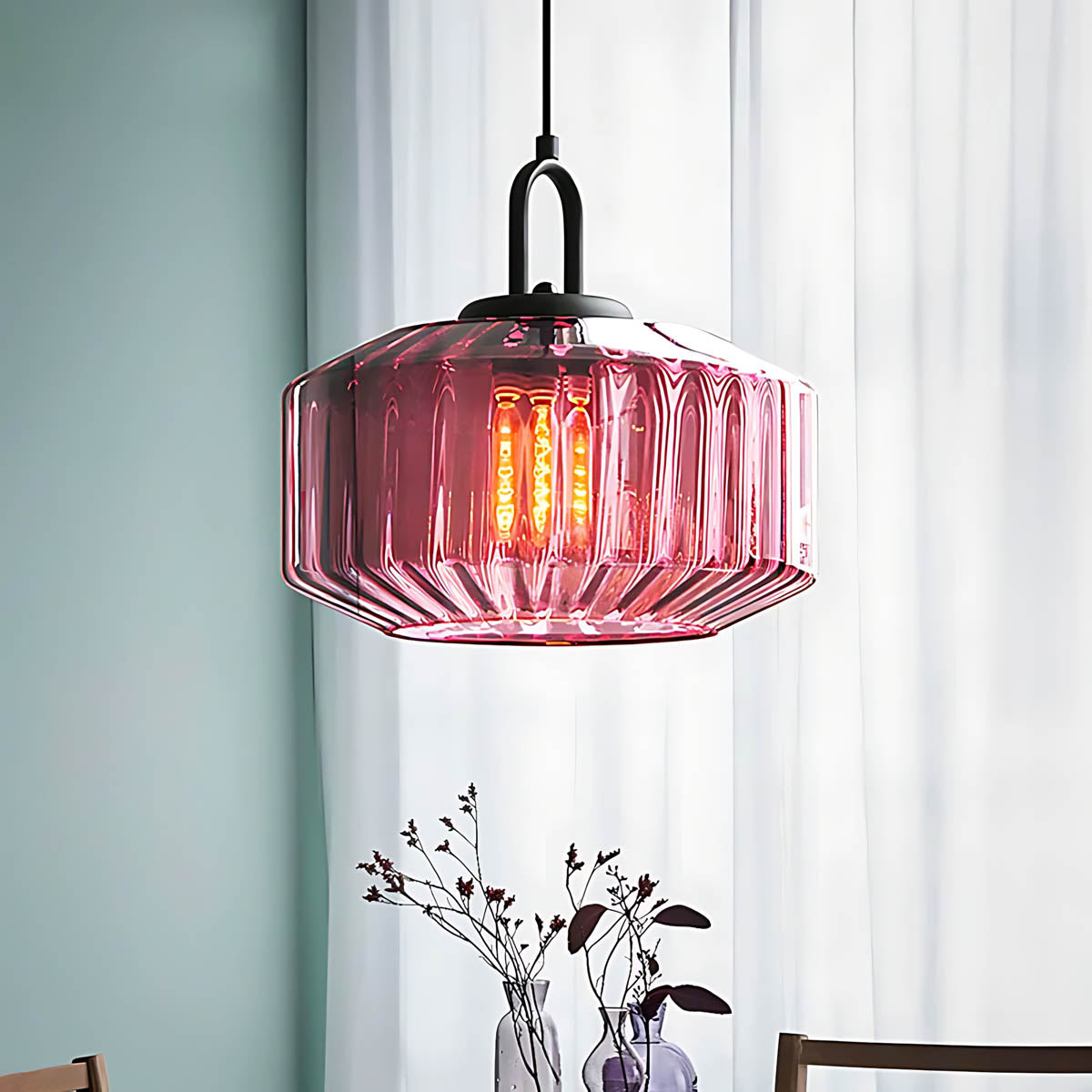 Alder Frame Glass Fluted Chandelier — gallery image 2