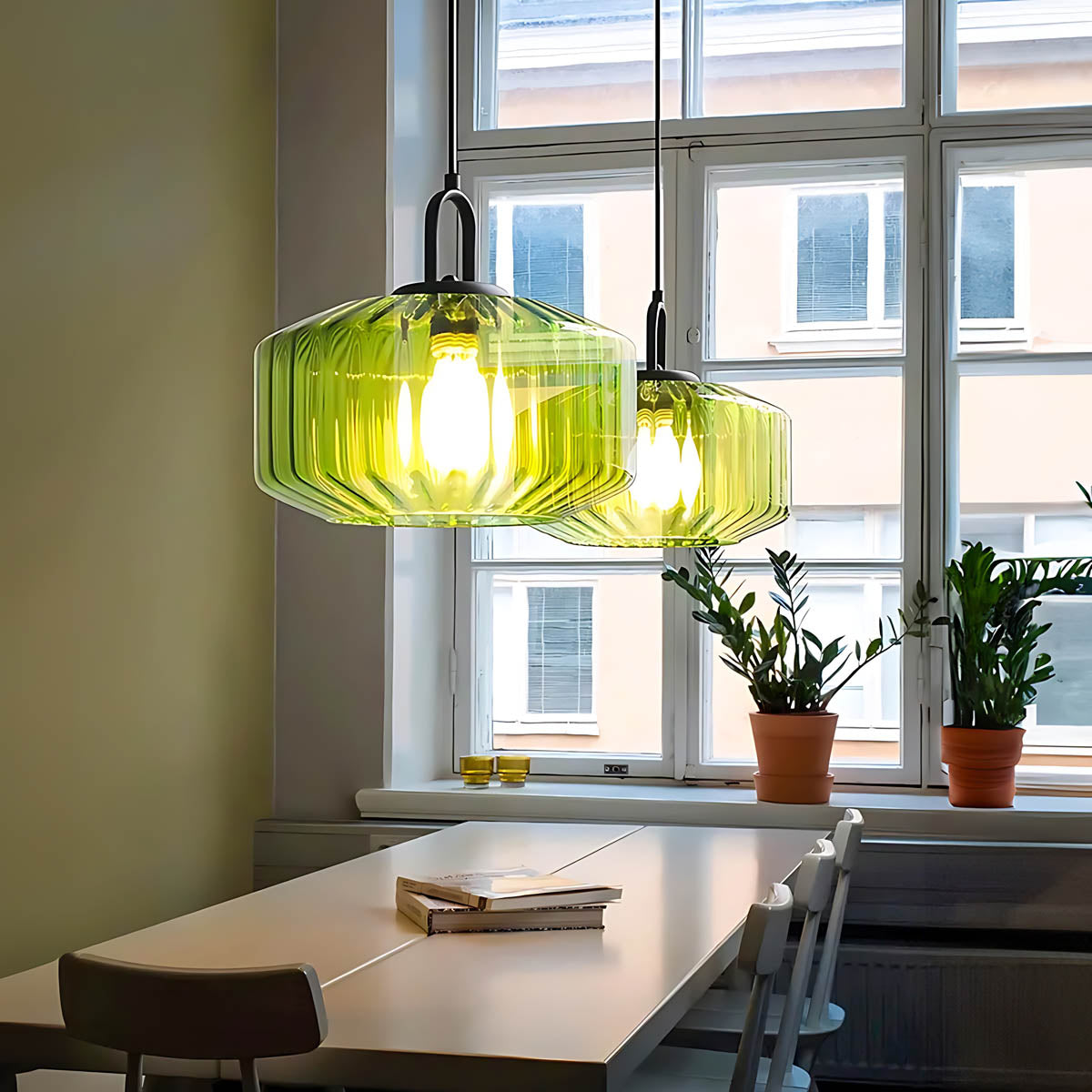 Alder Frame Glass Fluted Chandelier — gallery image 10