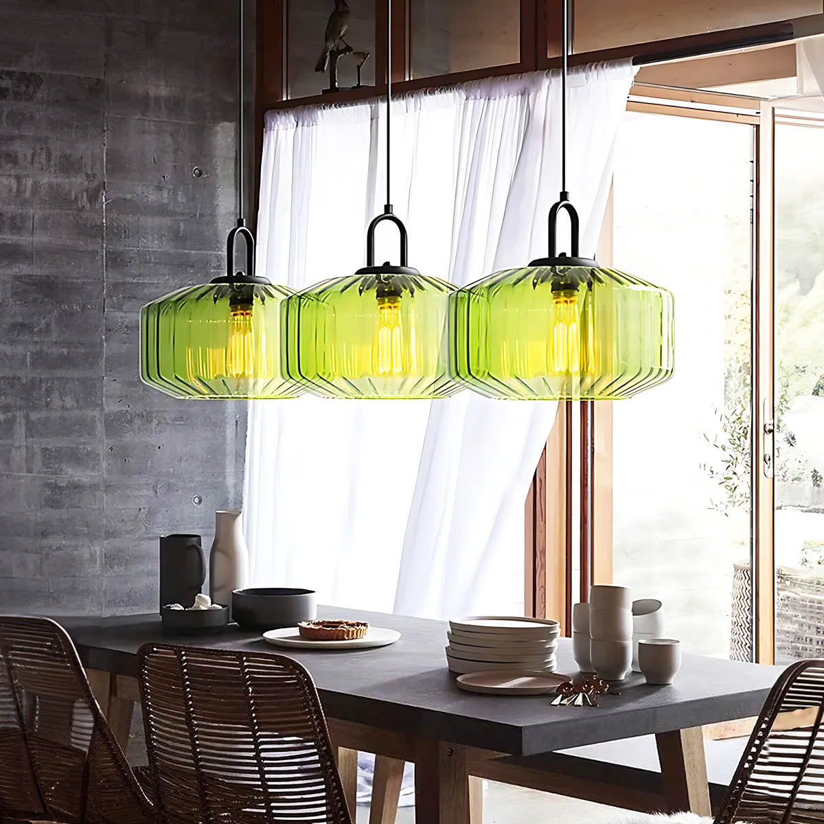 Alder Frame Glass Fluted Chandelier — gallery image 12