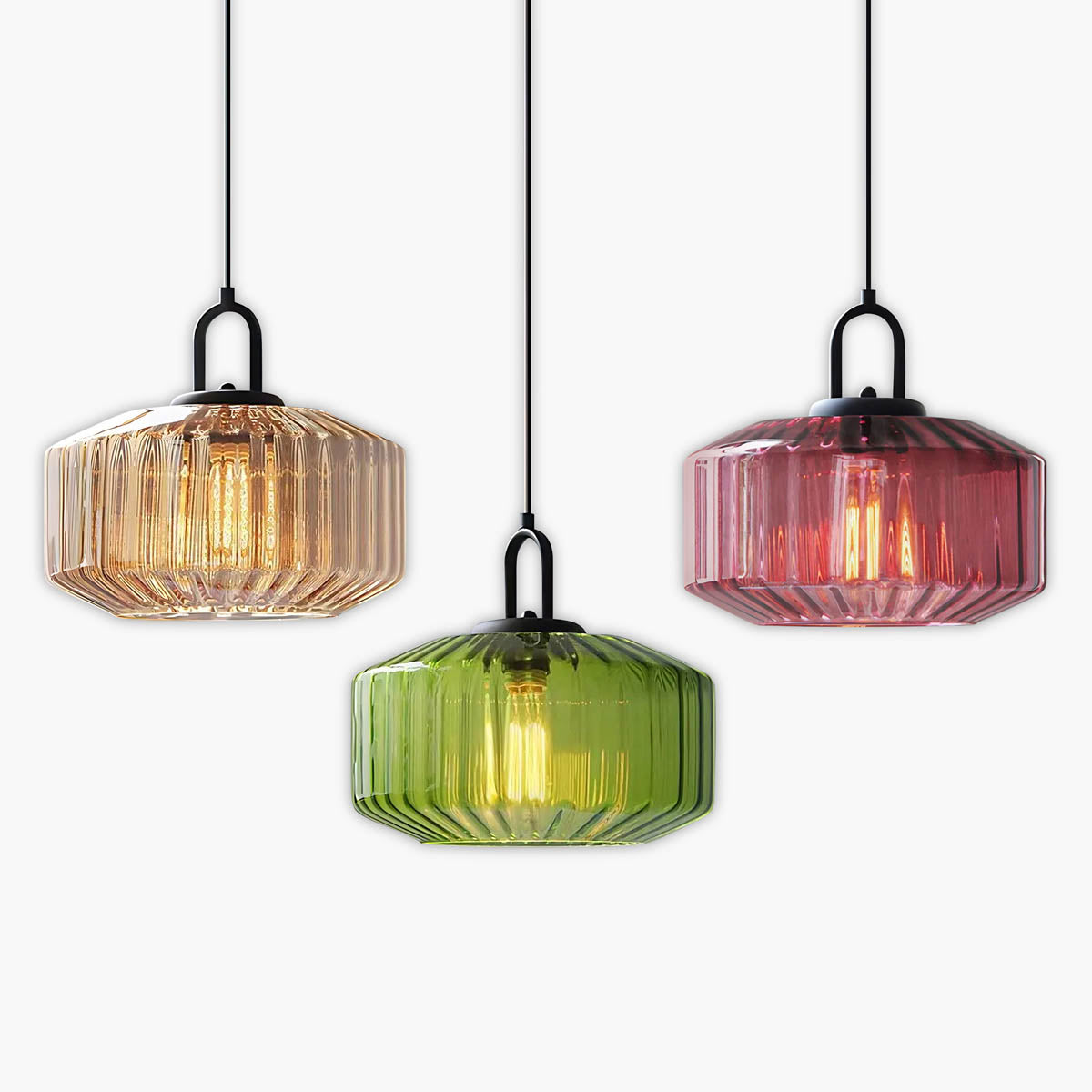 Alder Frame Glass Fluted Chandelier — gallery image 1