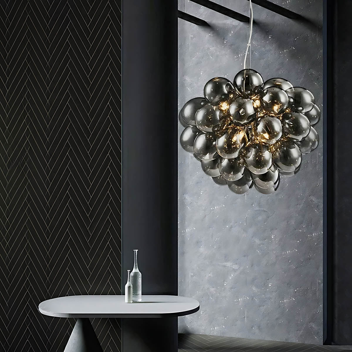 Cedar Frame Glass Chandelier — gallery image 7