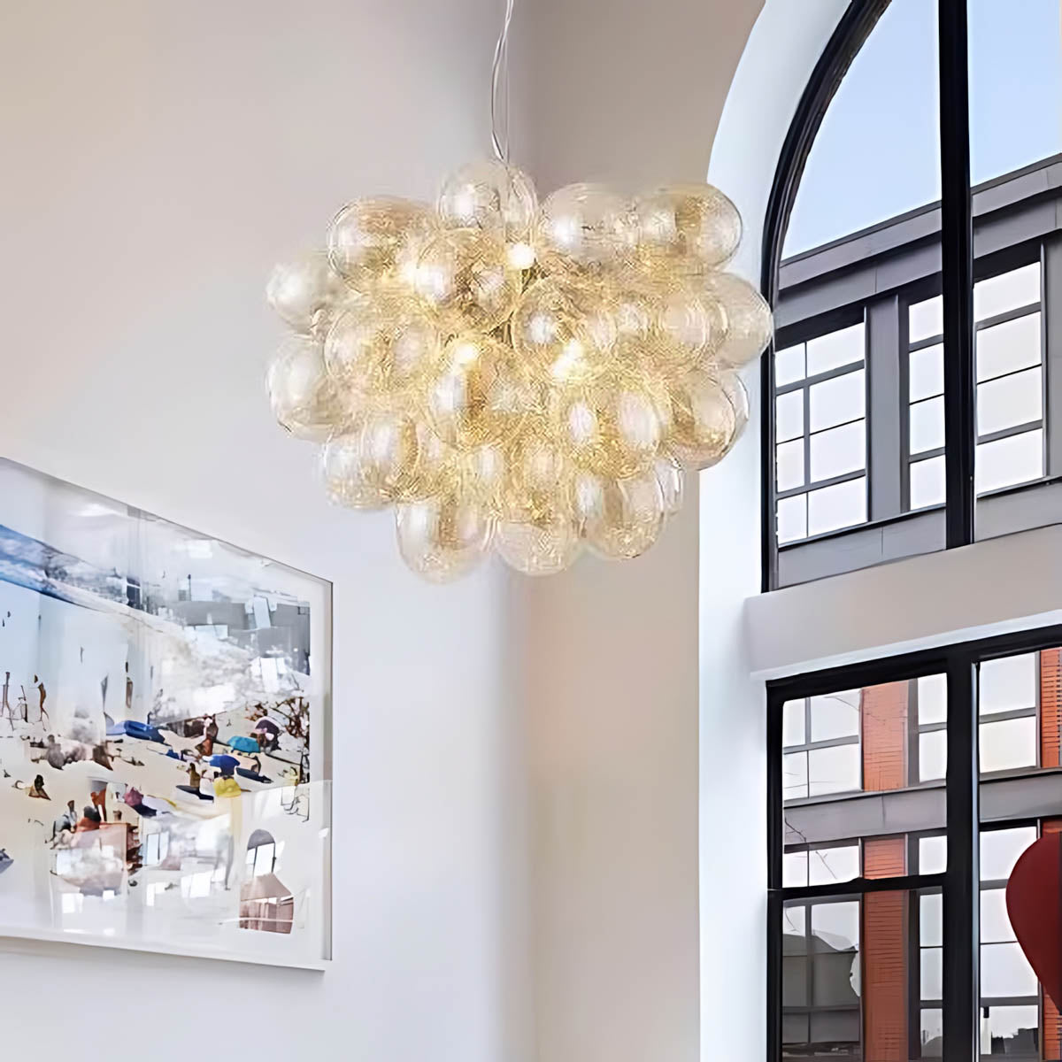 Cedar Frame Glass Chandelier — gallery image 2