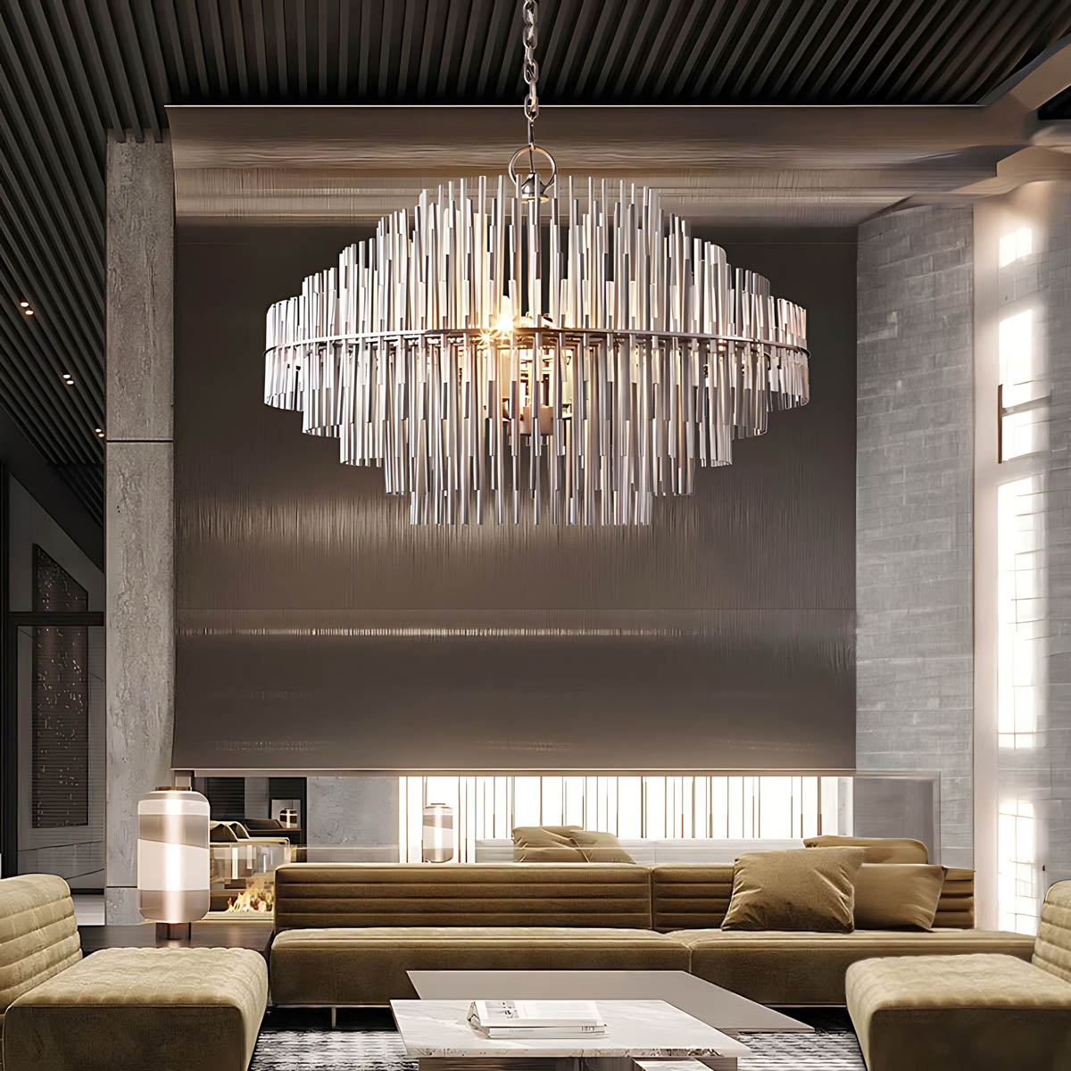 Kestrel Frame Glass Linear Chandelier — gallery image 3