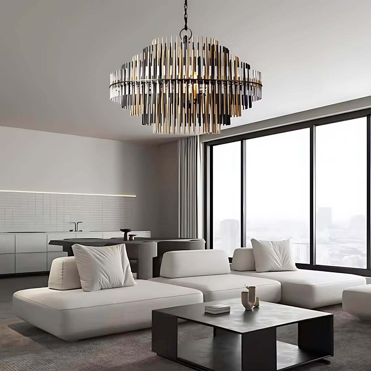 Kestrel Frame Glass Linear Chandelier — gallery image 5