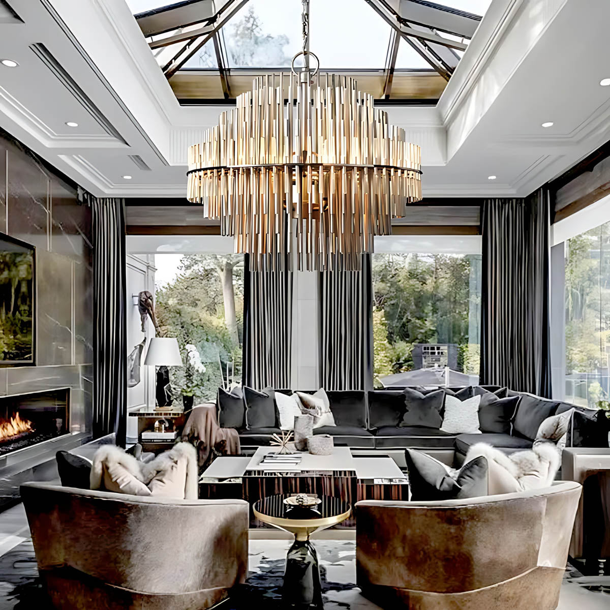 Kestrel Frame Glass Linear Chandelier — gallery image 6
