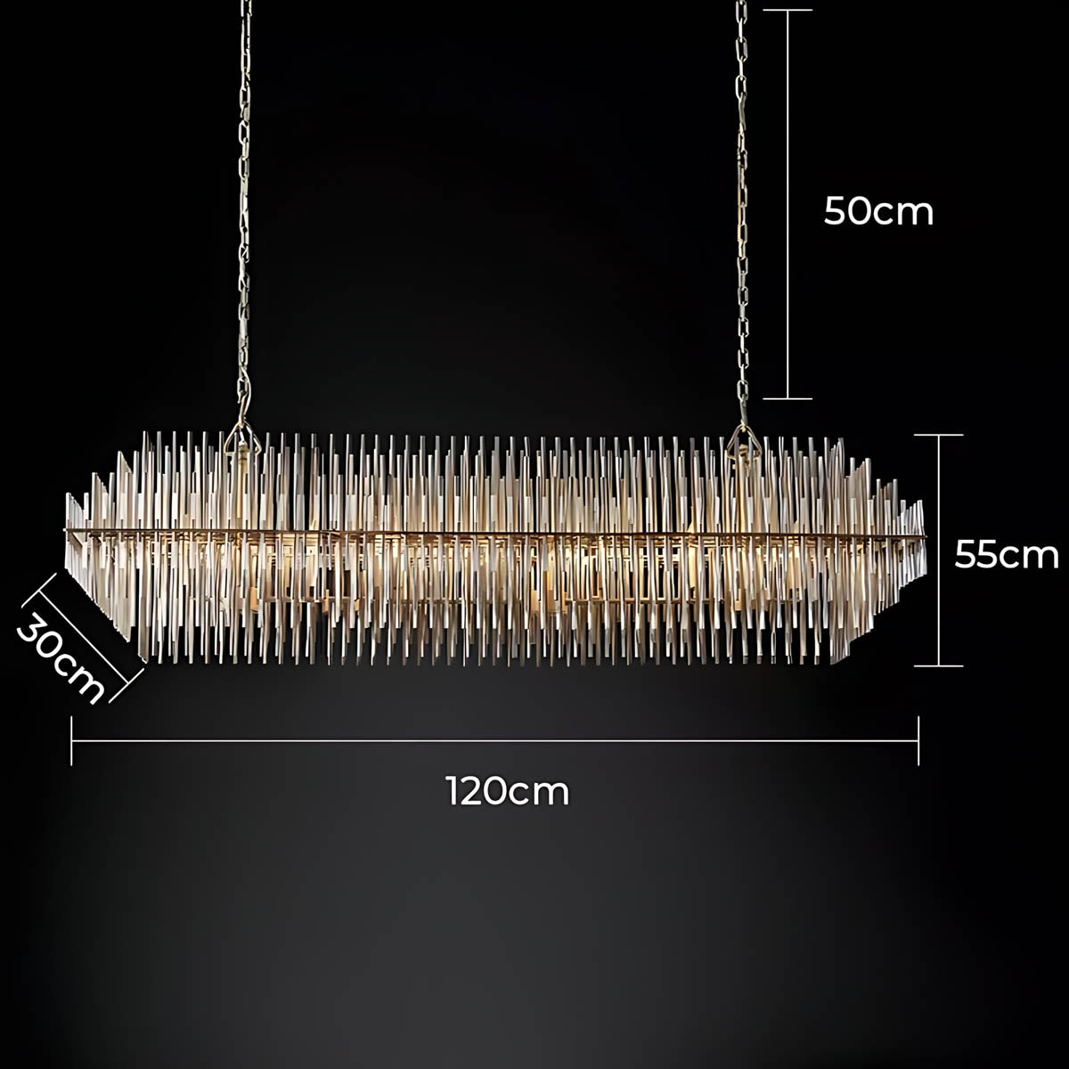 Kestrel Frame Glass Linear Chandelier — gallery image 24