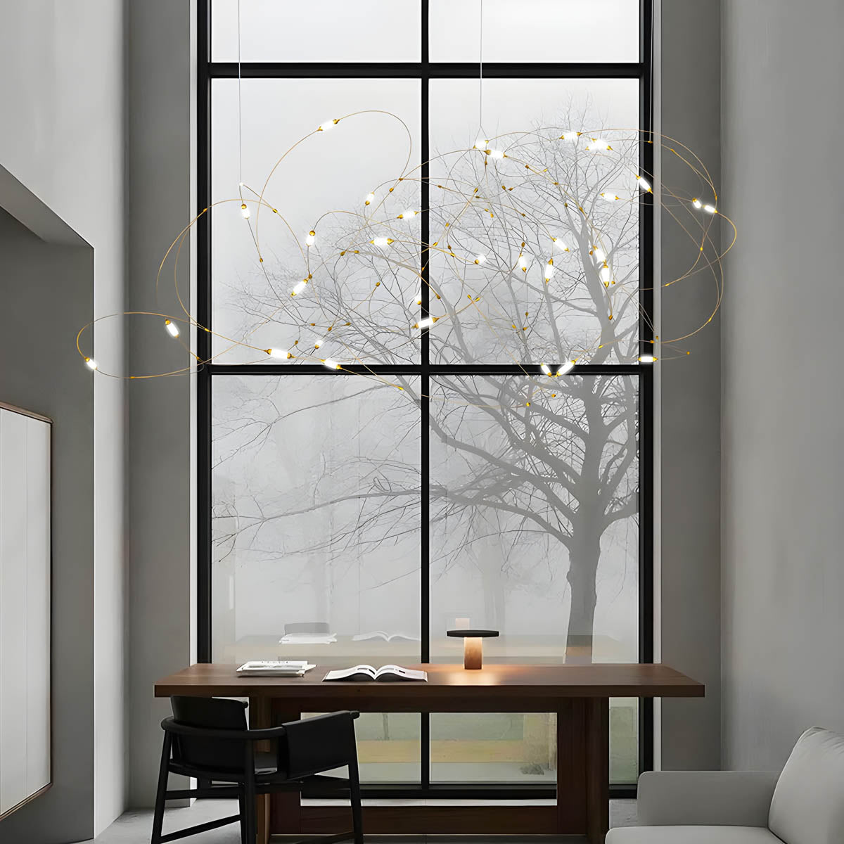 Hollis Frame Stainless Steel Chandelier — gallery image 3