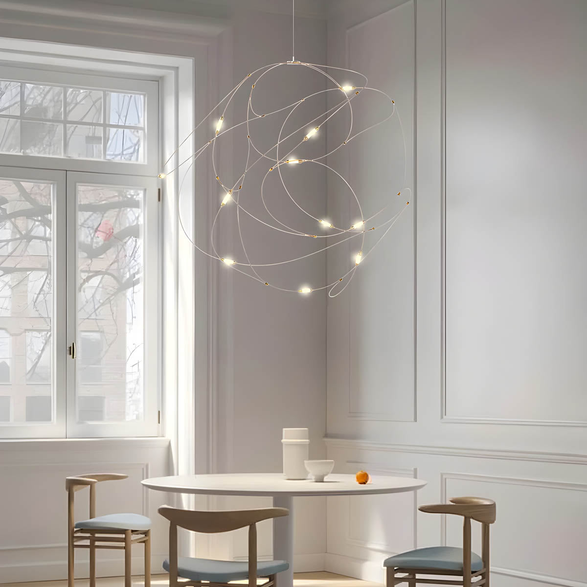 Hollis Frame Stainless Steel Chandelier — gallery image 13
