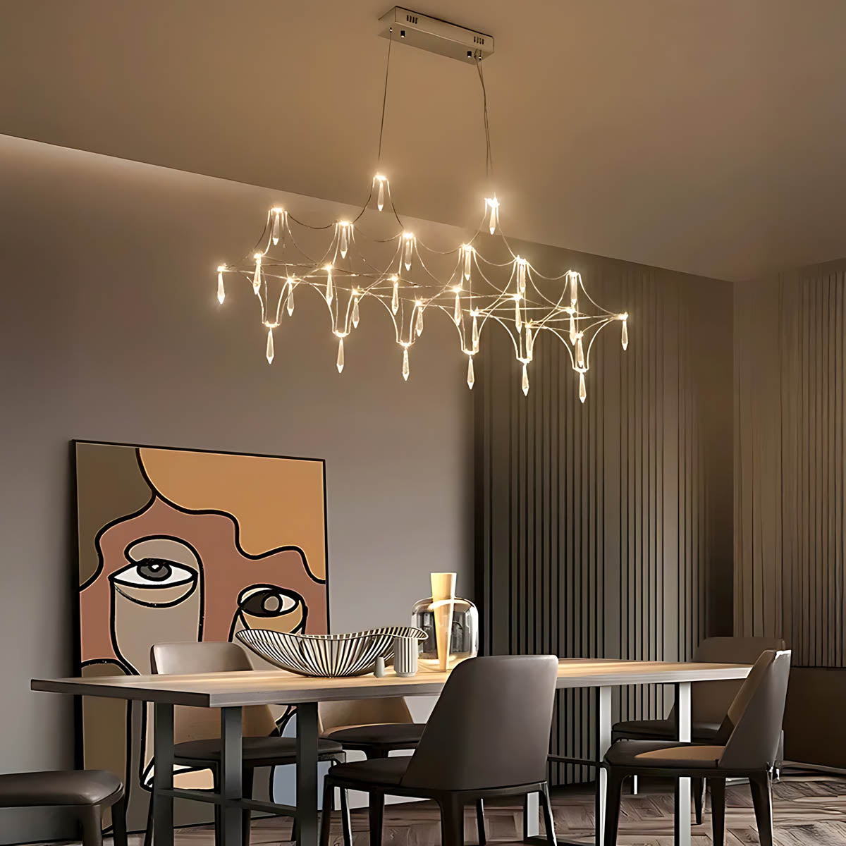 Clover Frame Crystal Linear Chandelier — gallery image 5