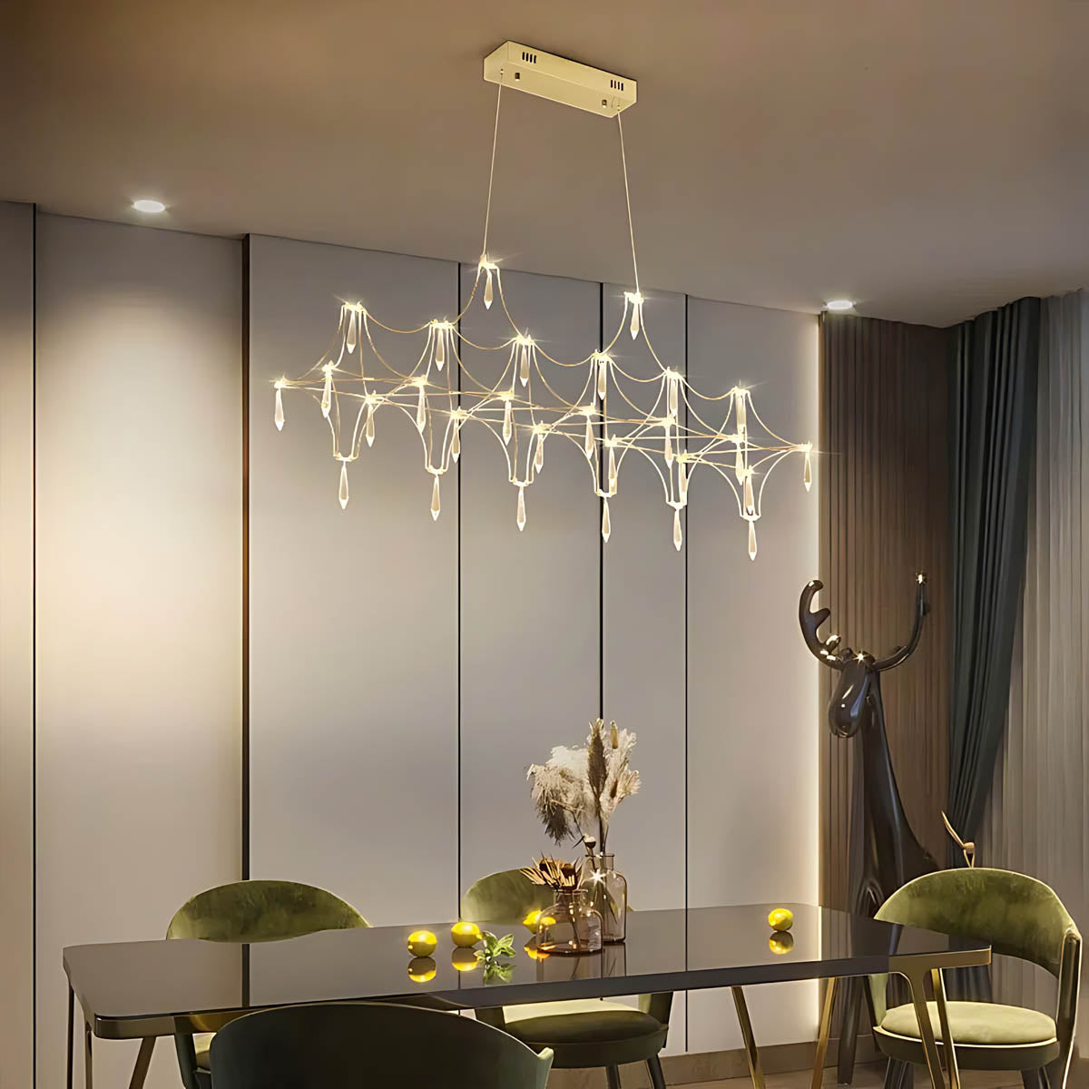 Clover Frame Crystal Linear Chandelier — gallery image 7