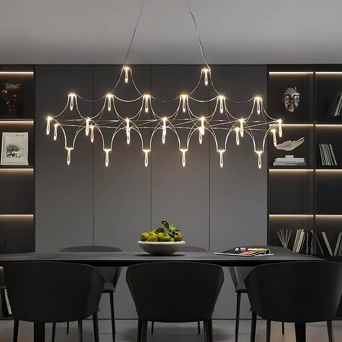 Clover Frame Crystal Linear Chandelier — gallery image 2