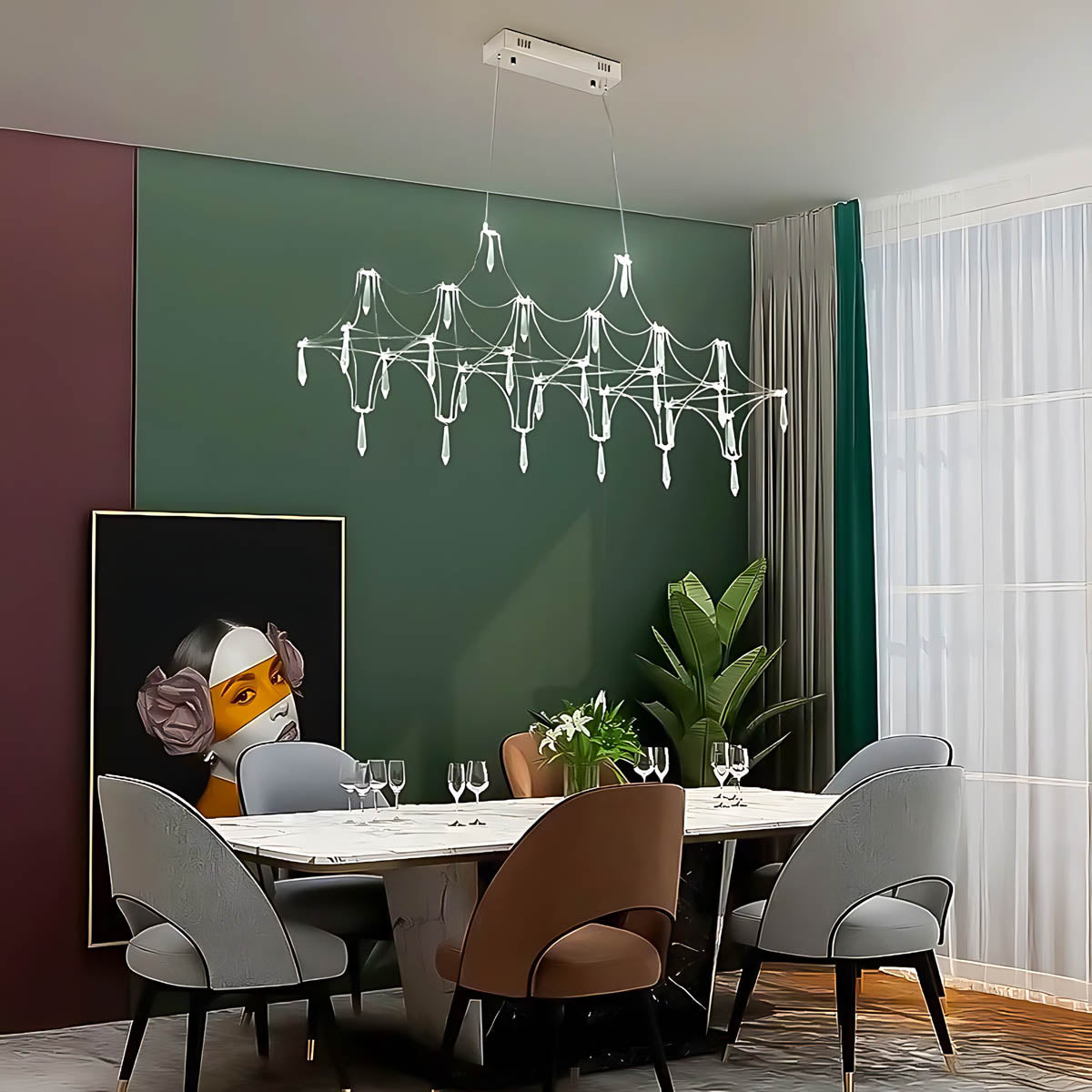 Clover Frame Crystal Linear Chandelier — gallery image 8