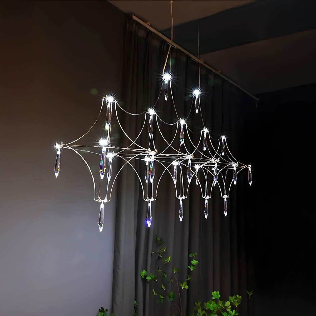 Clover Frame Crystal Linear Chandelier — gallery image 11
