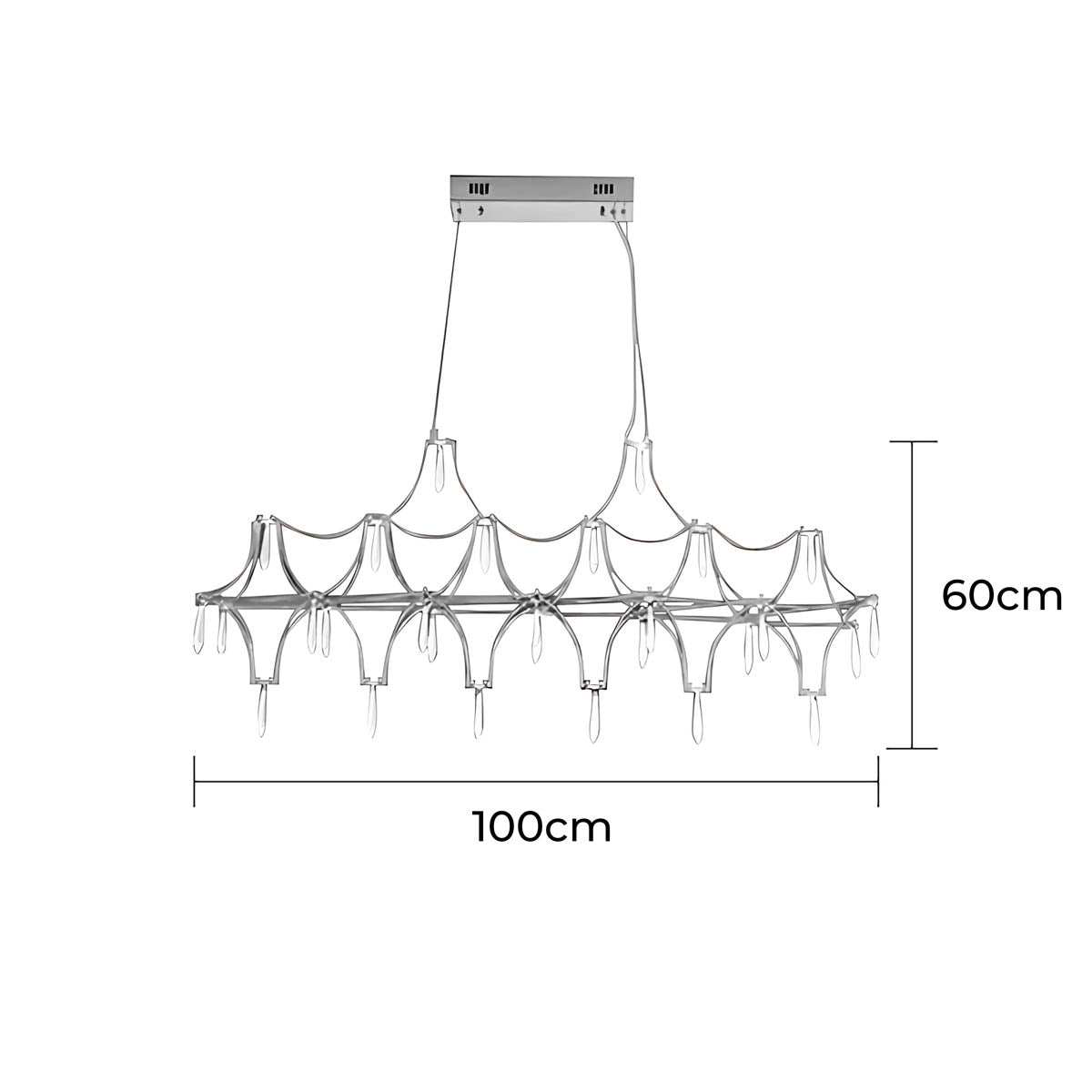 Clover Frame Crystal Linear Chandelier — gallery image 16